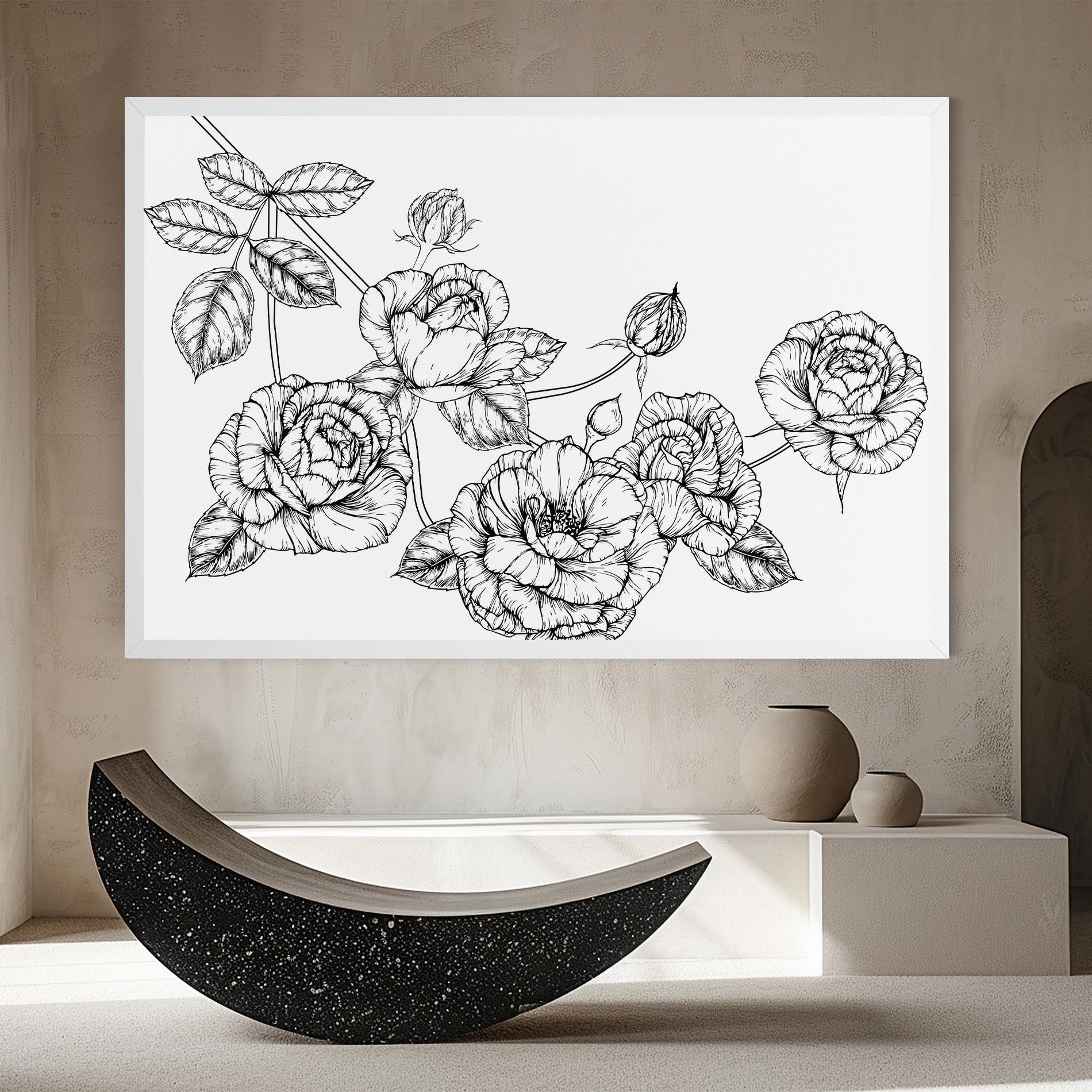 Tablou Canvas Big Roses Line mockup 8