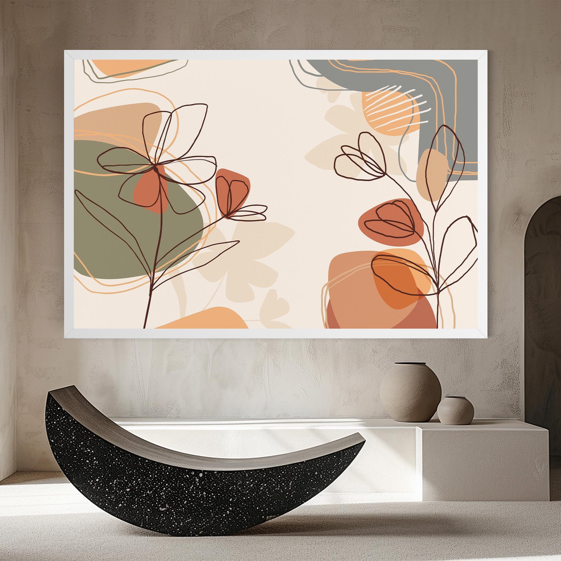 Tablou Canvas Brown Line Plants mockup 8