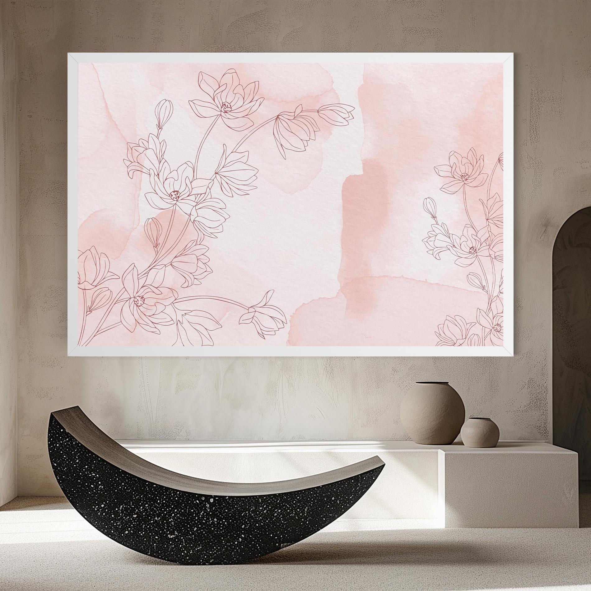 Tablou Canvas Pink Flower Line mockup 8
