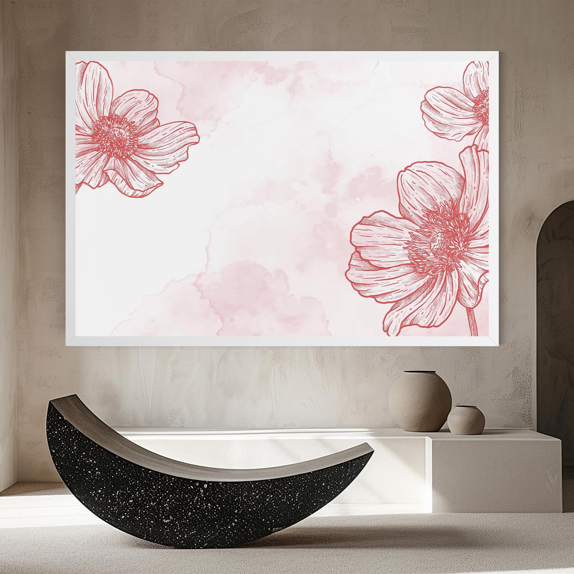 Tablou Canvas Red Flower Line mockup 8