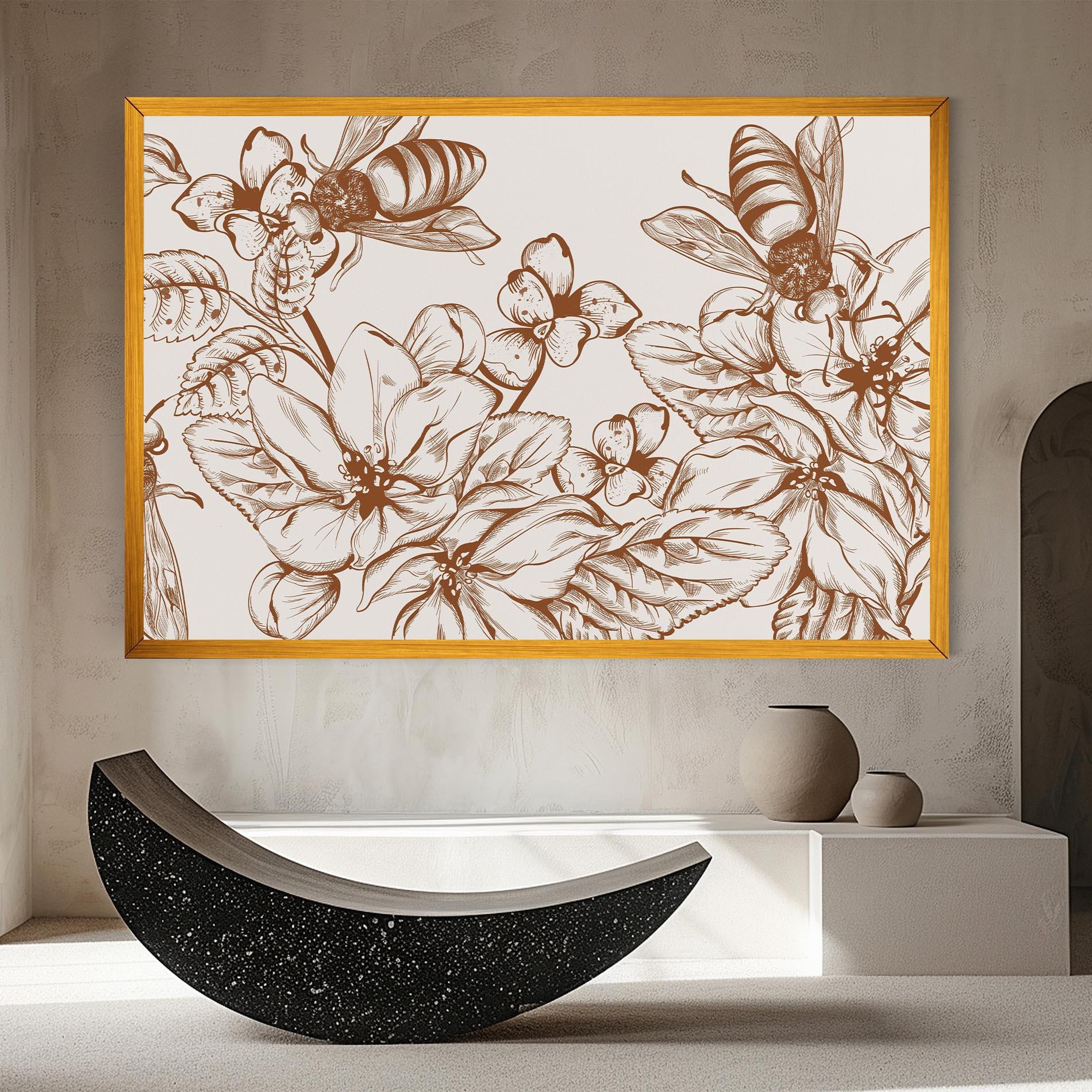 Tablou Canvas Bee Flower Line mockup 8