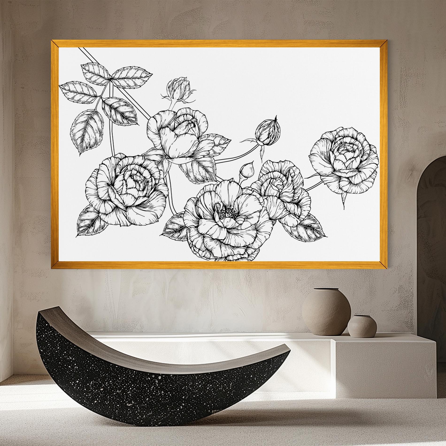 Tablou Canvas Big Roses Line mockup 8