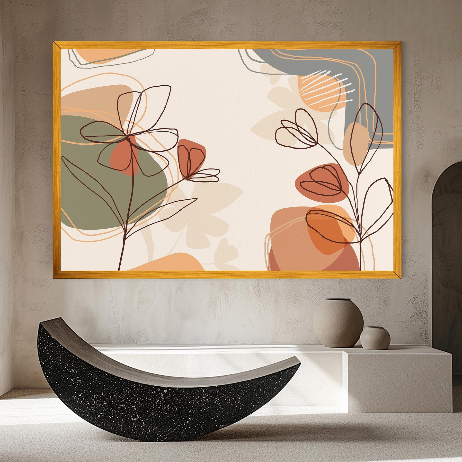 Tablou Canvas Brown Line Plants mockup 8