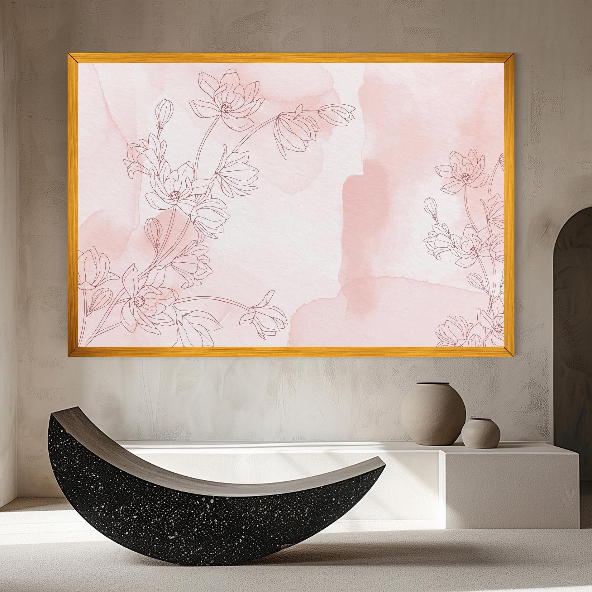 Tablou Canvas Pink Flower Line mockup 8