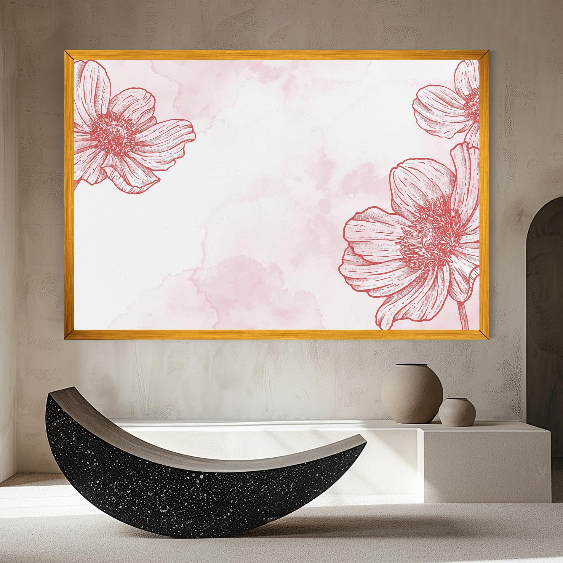 Tablou Canvas Red Flower Line mockup 8