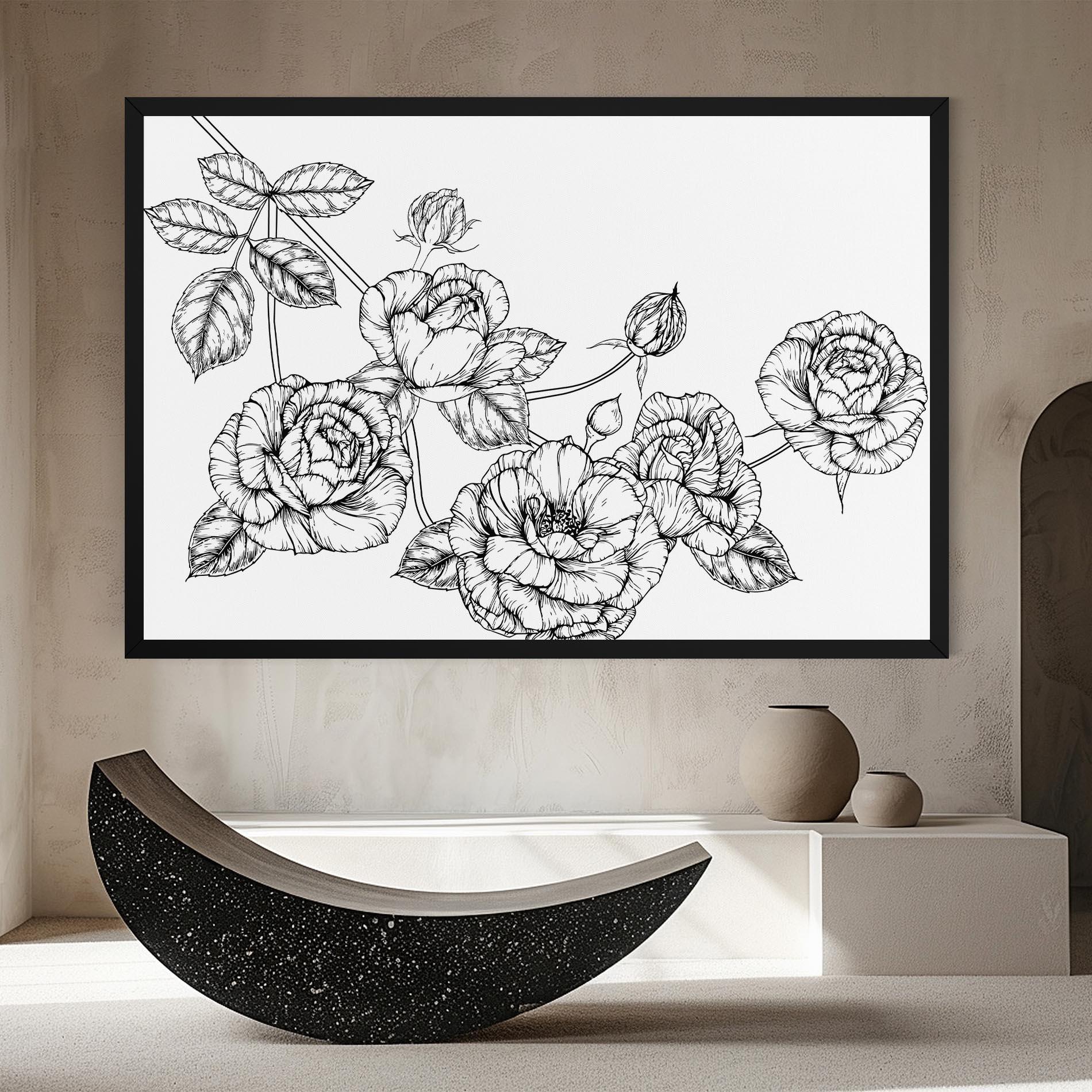 Tablou Canvas Big Roses Line mockup 8