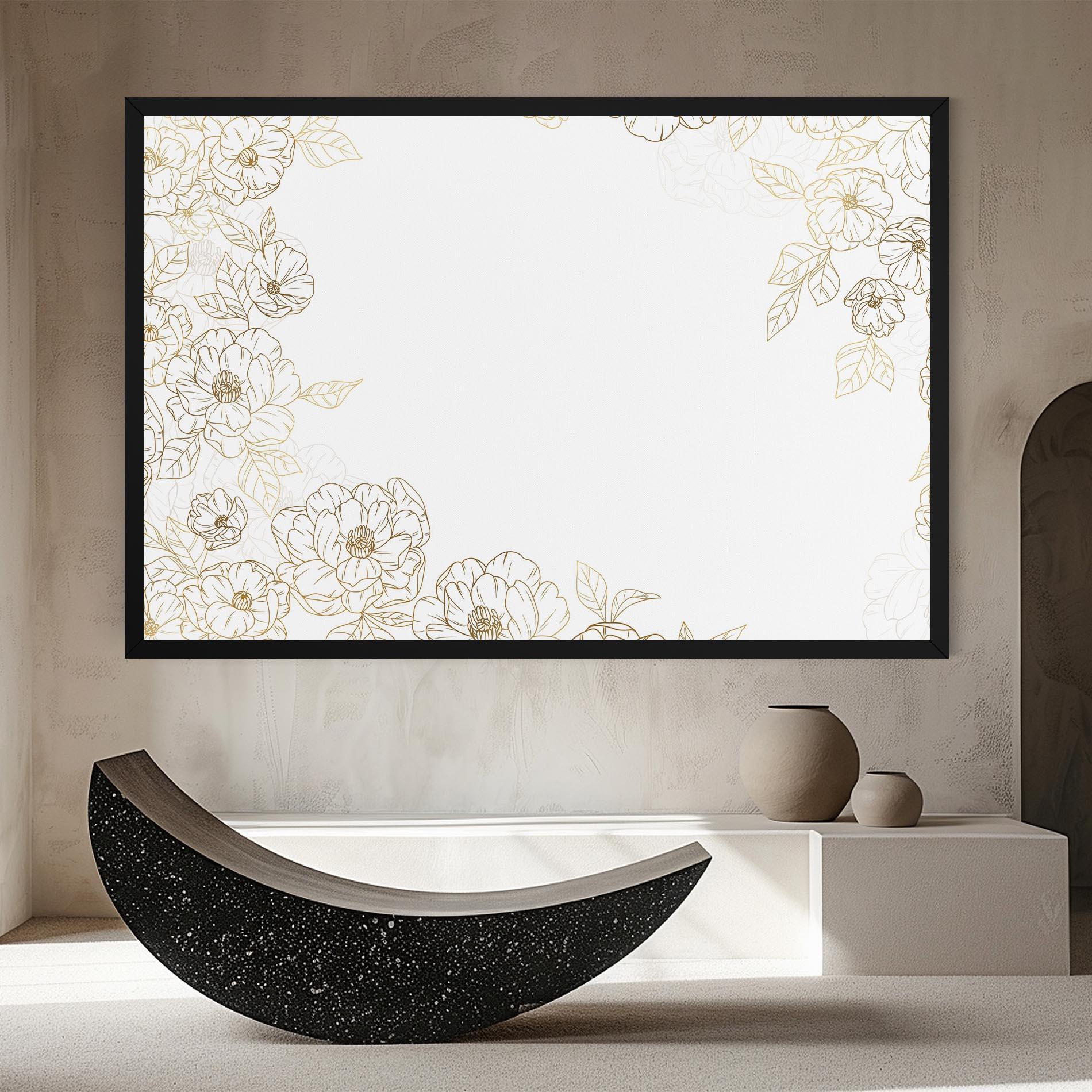 Tablou Canvas Flower Gold Line mockup 8