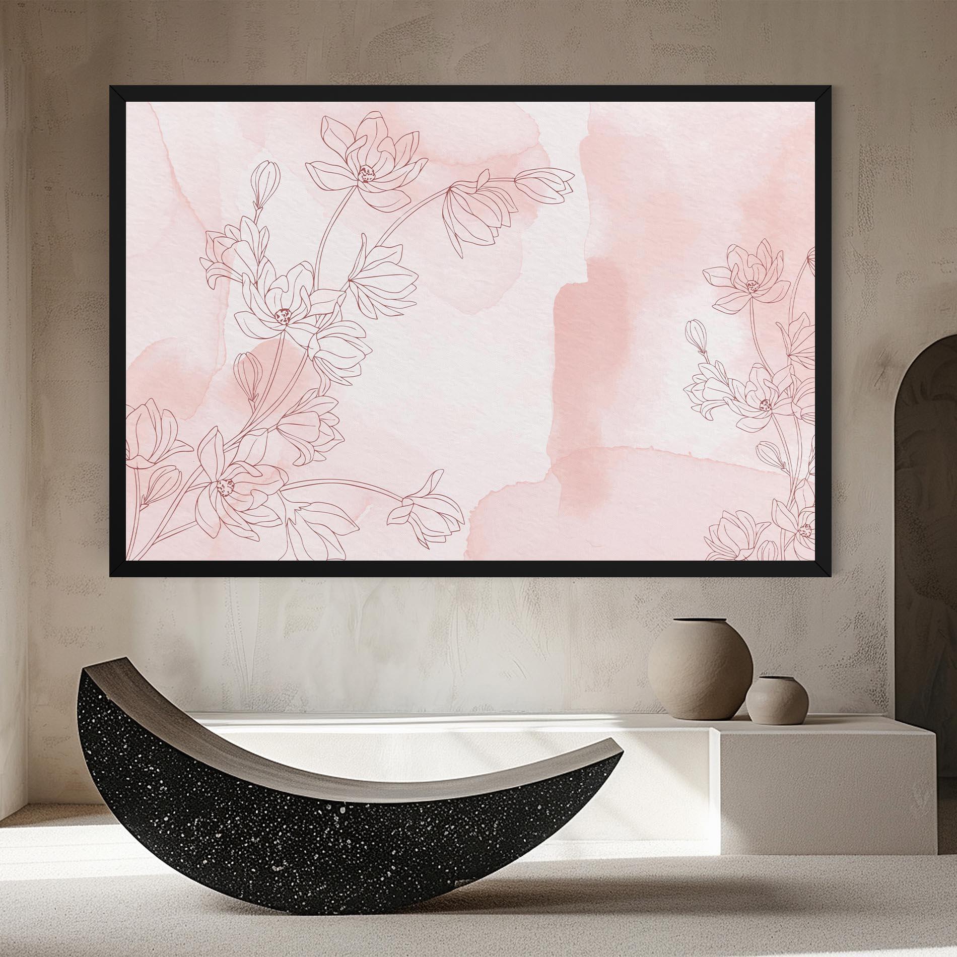 Tablou Canvas Pink Flower Line mockup 8