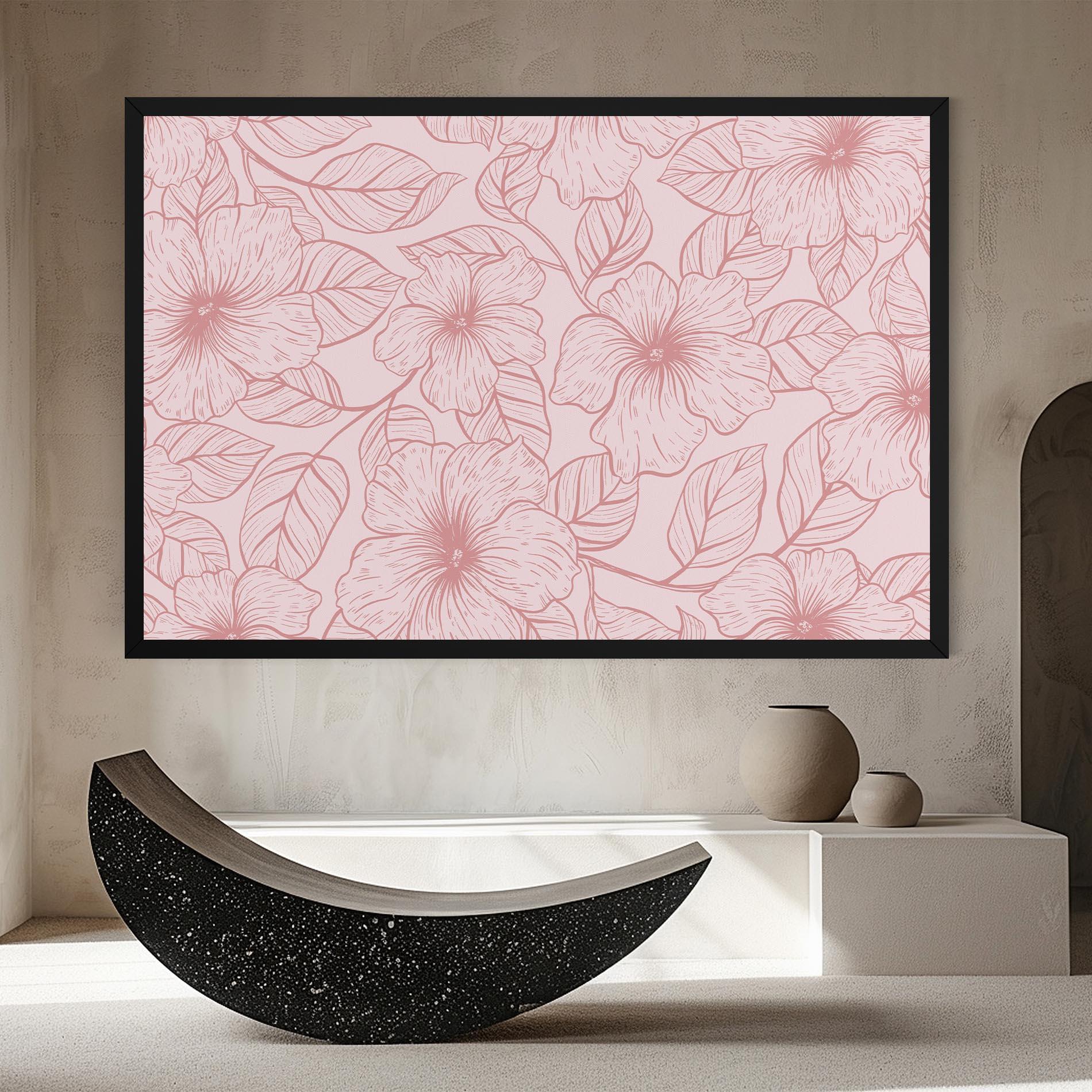 Tablou Canvas Pink Line Flower mockup 8