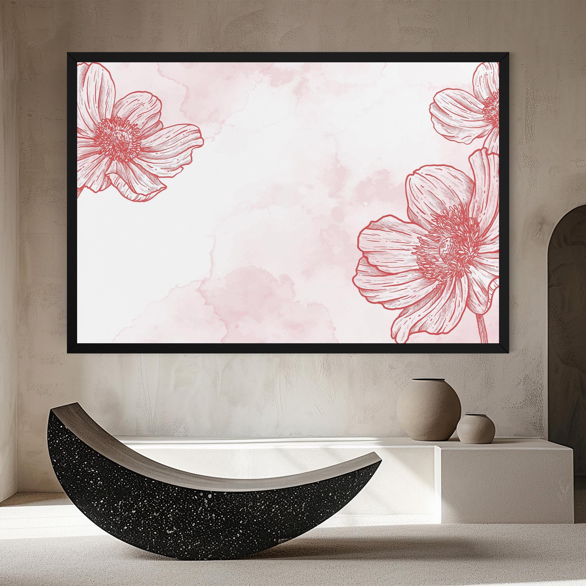 Tablou Canvas Red Flower Line mockup 8