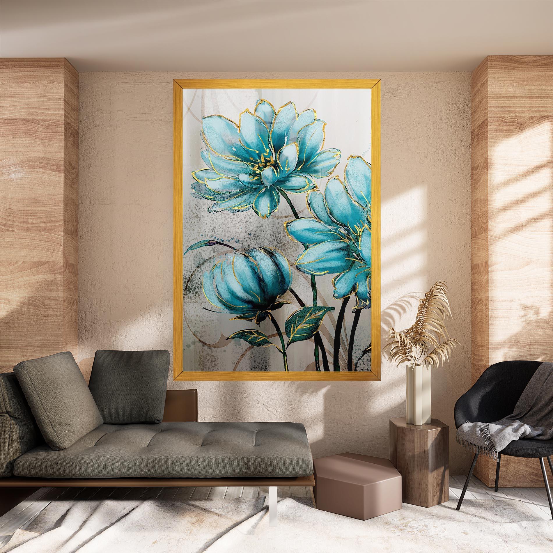 Tablou Canvas Bujori Albastri mockup 8