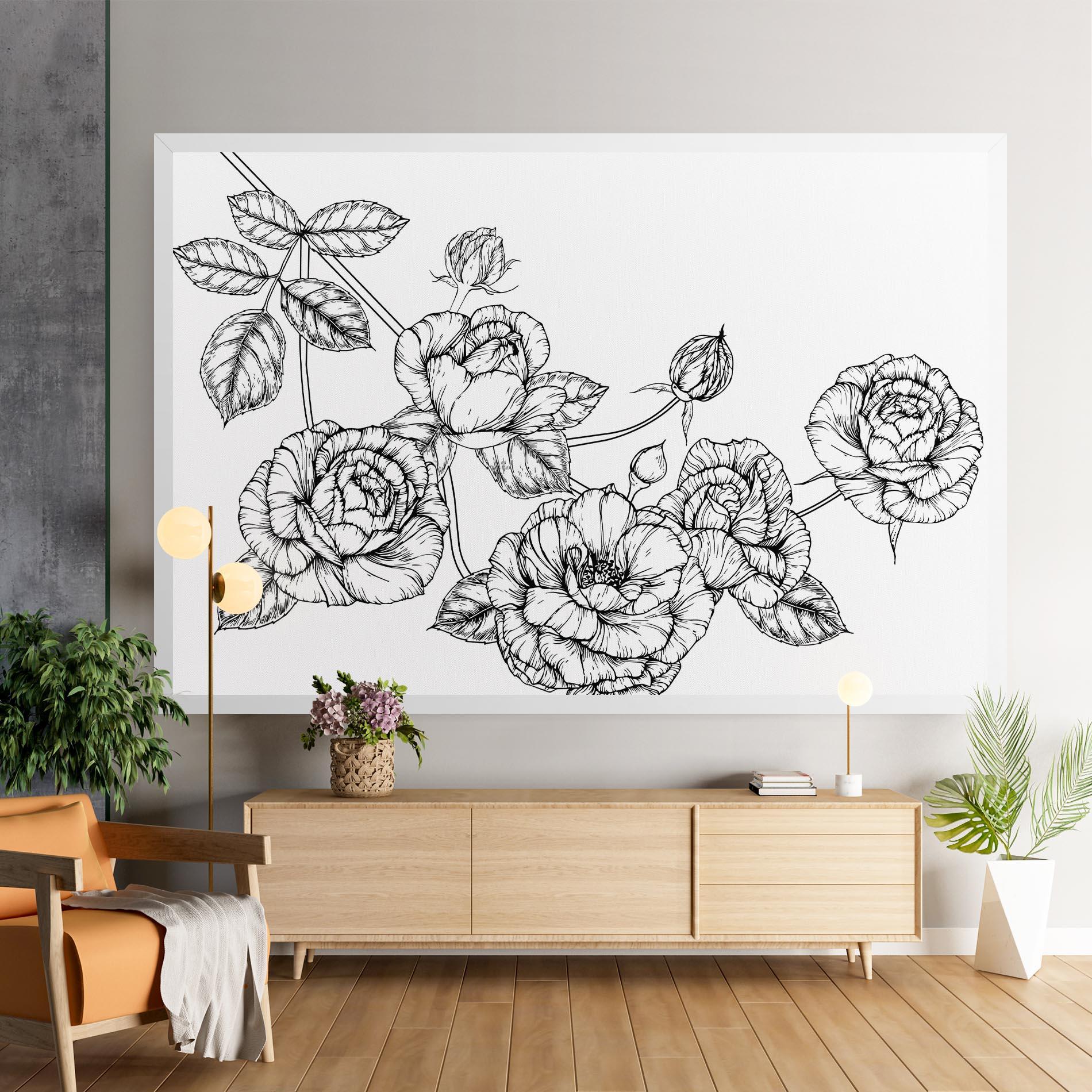Tablou Canvas Big Roses Line mockup 9