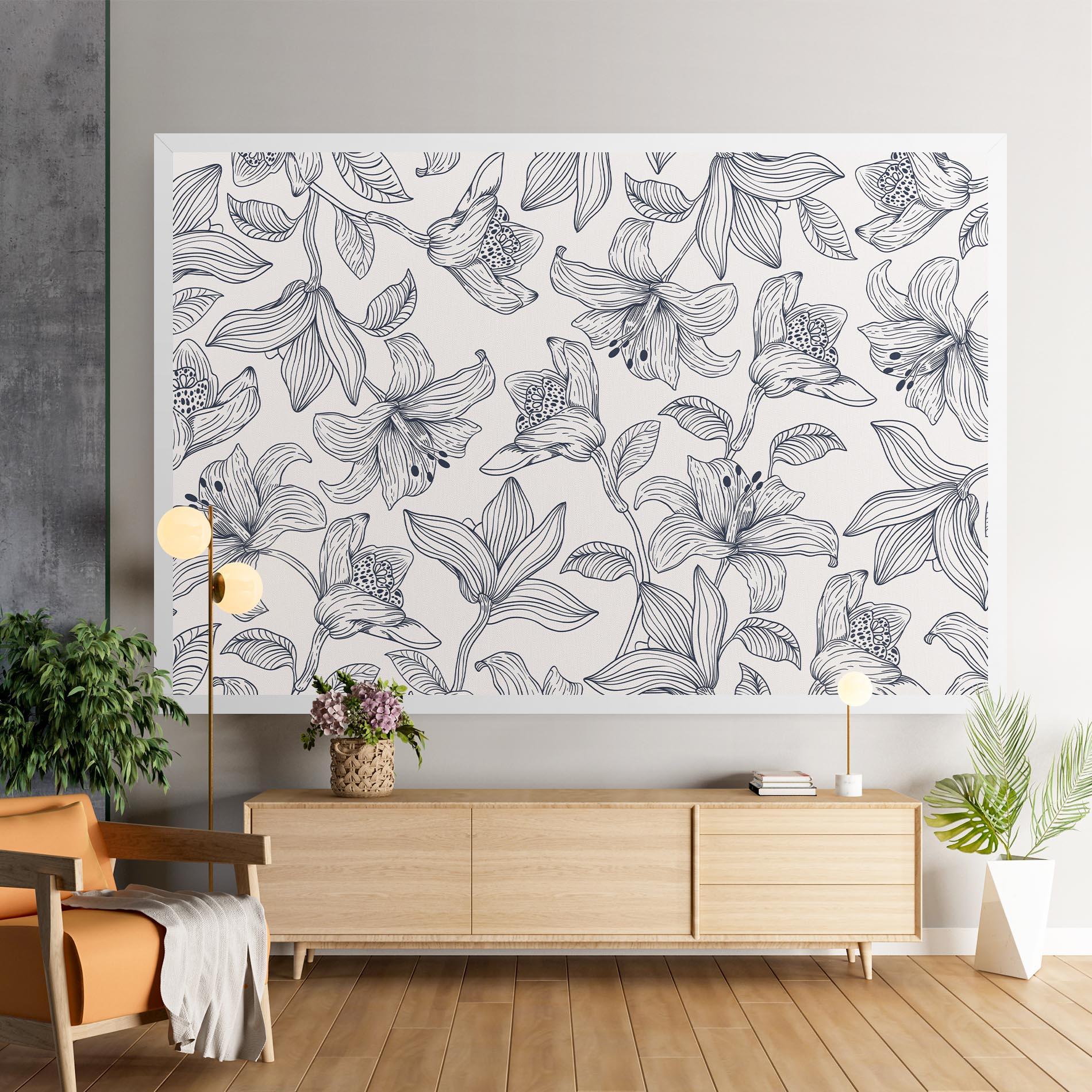 Tablou Canvas Blue Patern Flower mockup 9