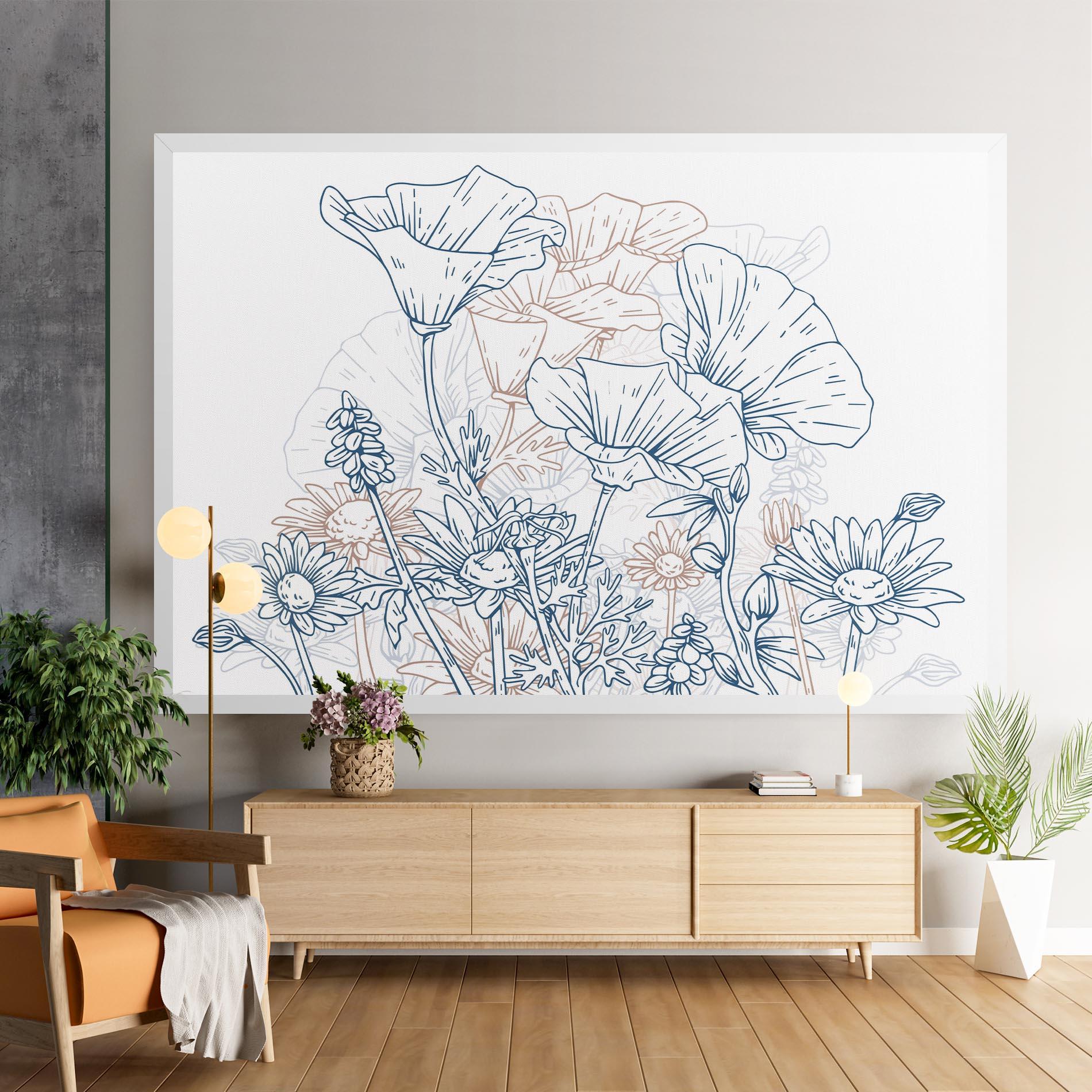 Tablou Canvas Cream Blue Line mockup 9