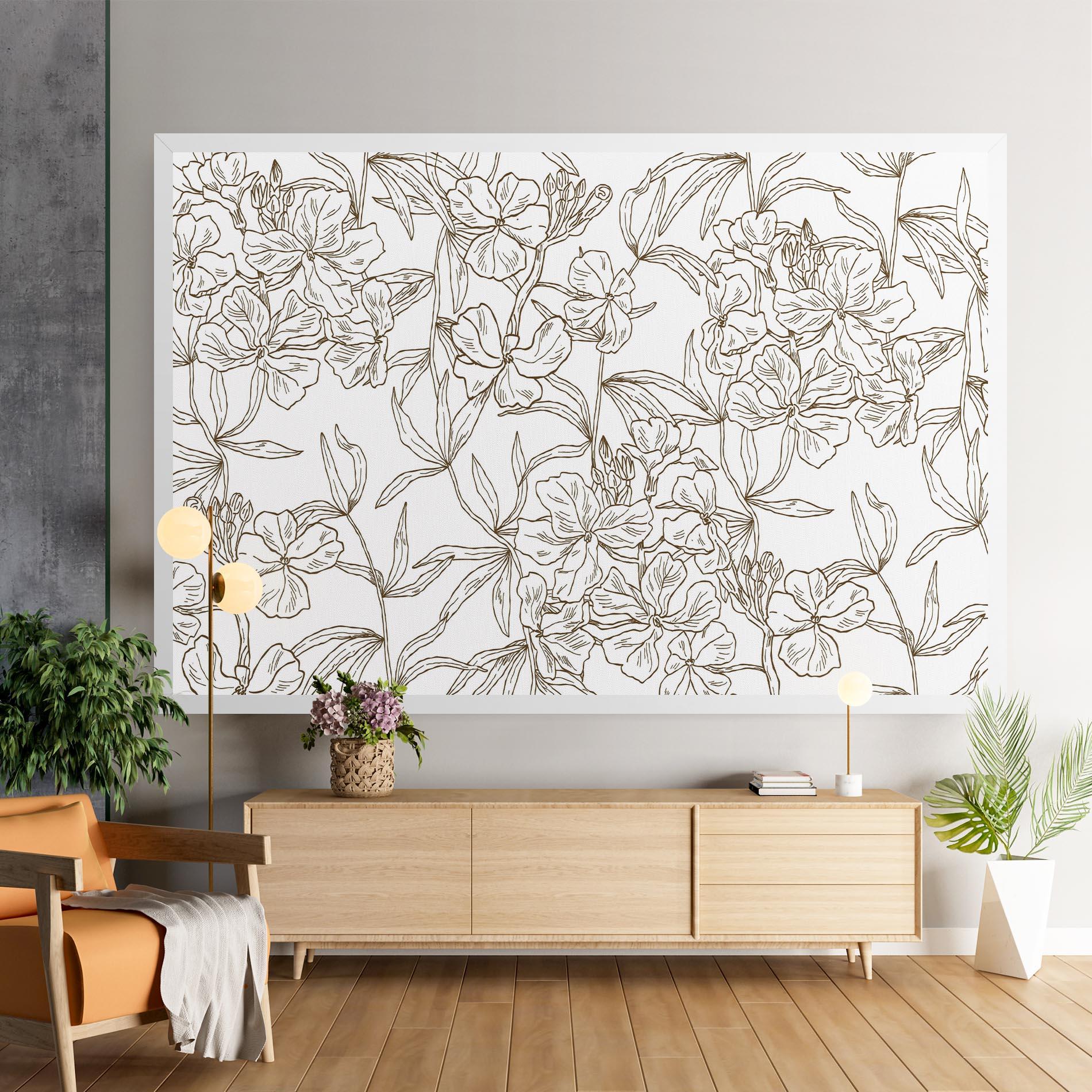 Tablou Canvas Flower Brown Line mockup 9