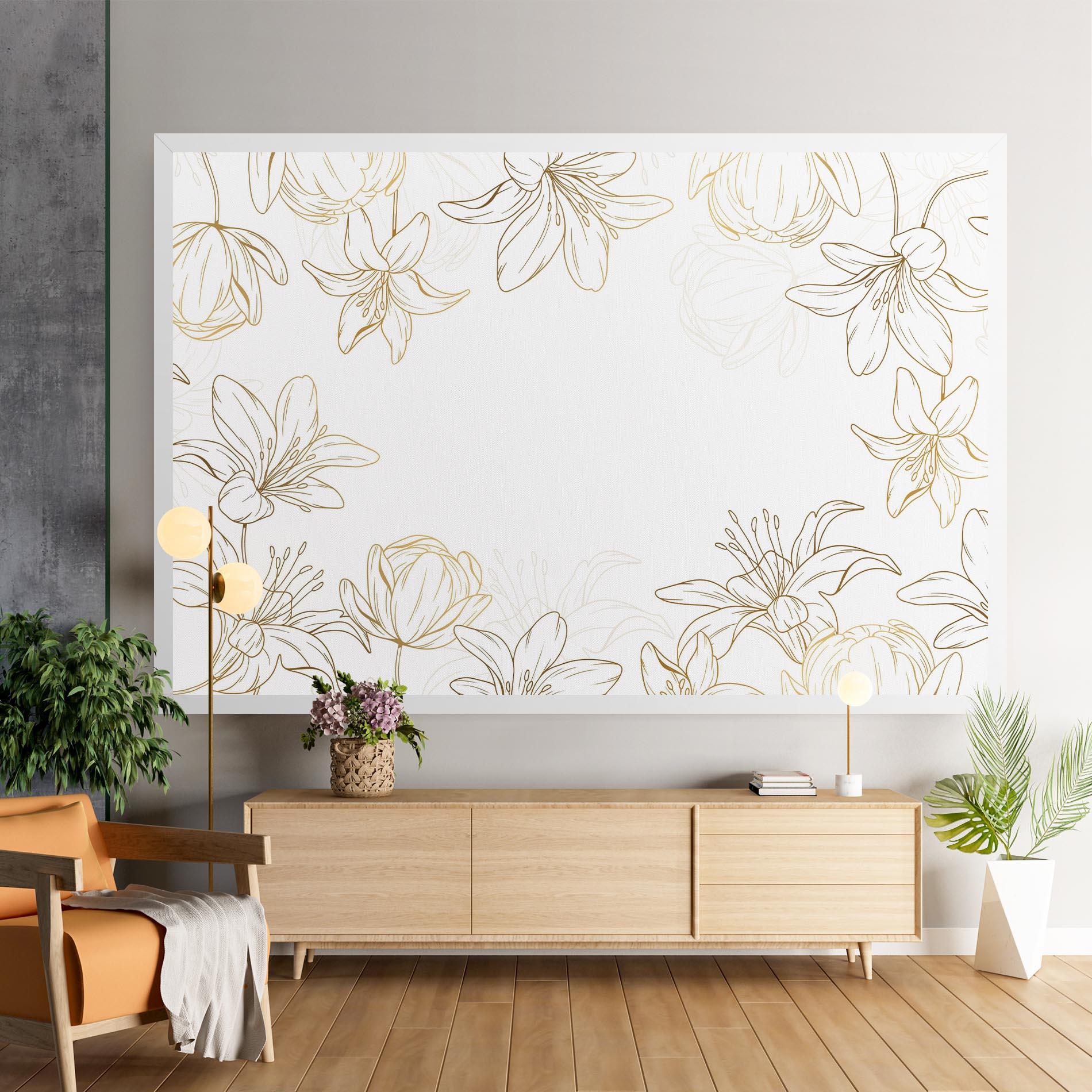 Tablou Canvas Gold Line Flower mockup 9