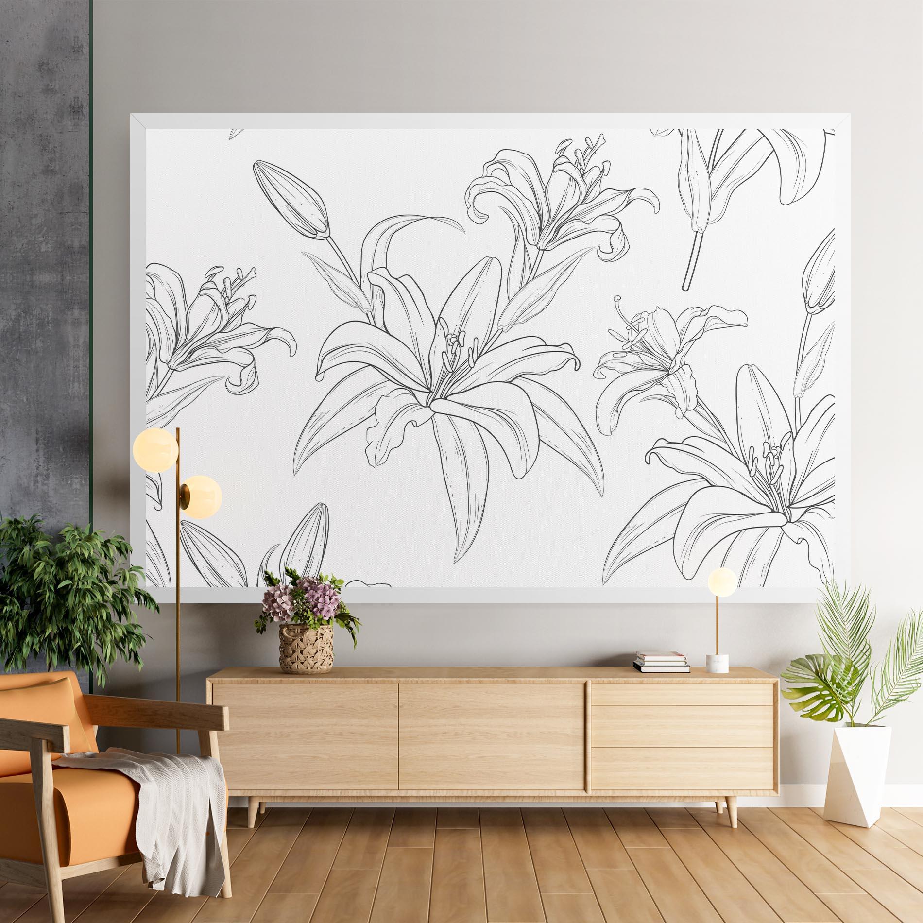 Tablou Canvas Grey Line Flower mockup 9