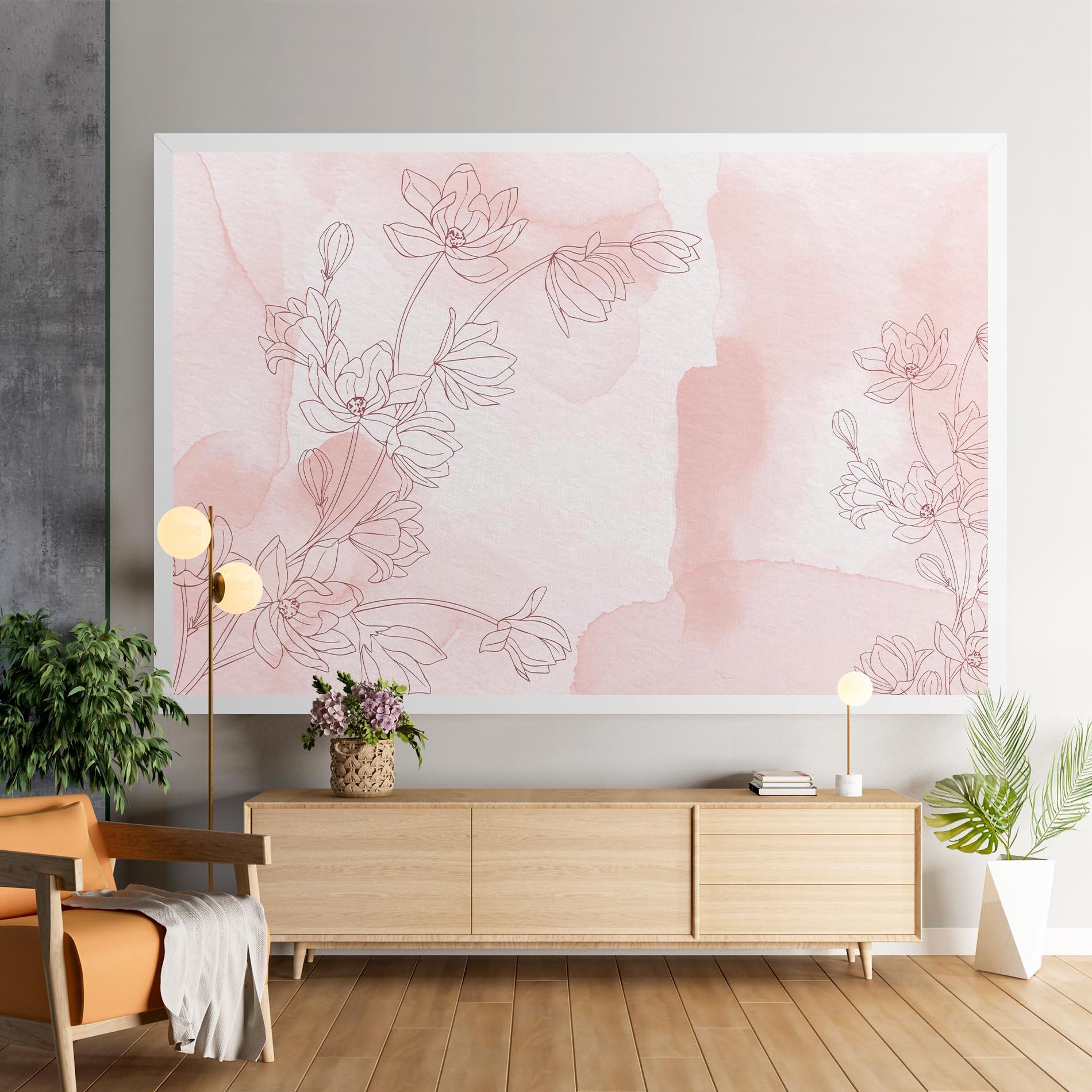 Tablou Canvas Pink Flower Line mockup 9