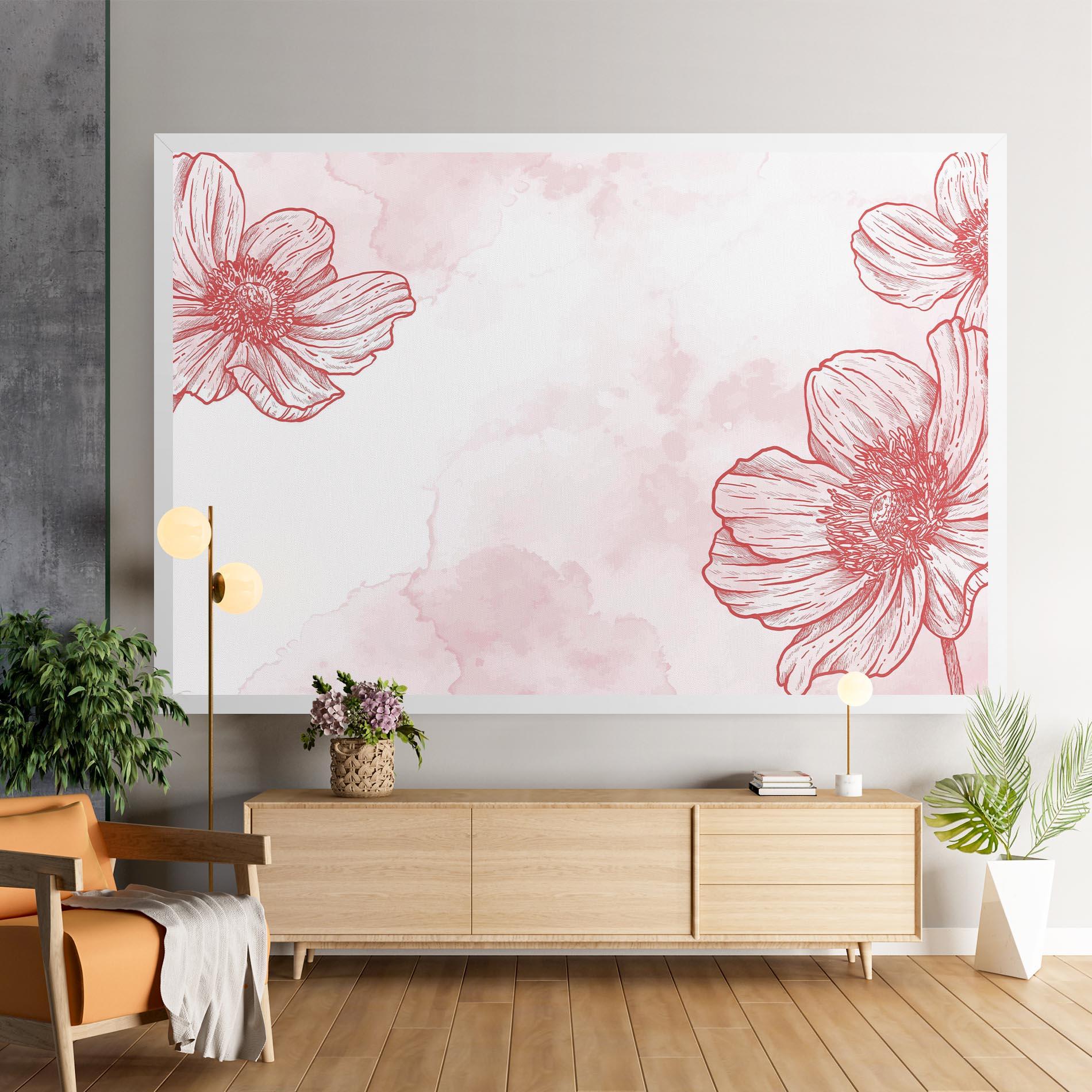 Tablou Canvas Red Flower Line mockup 9