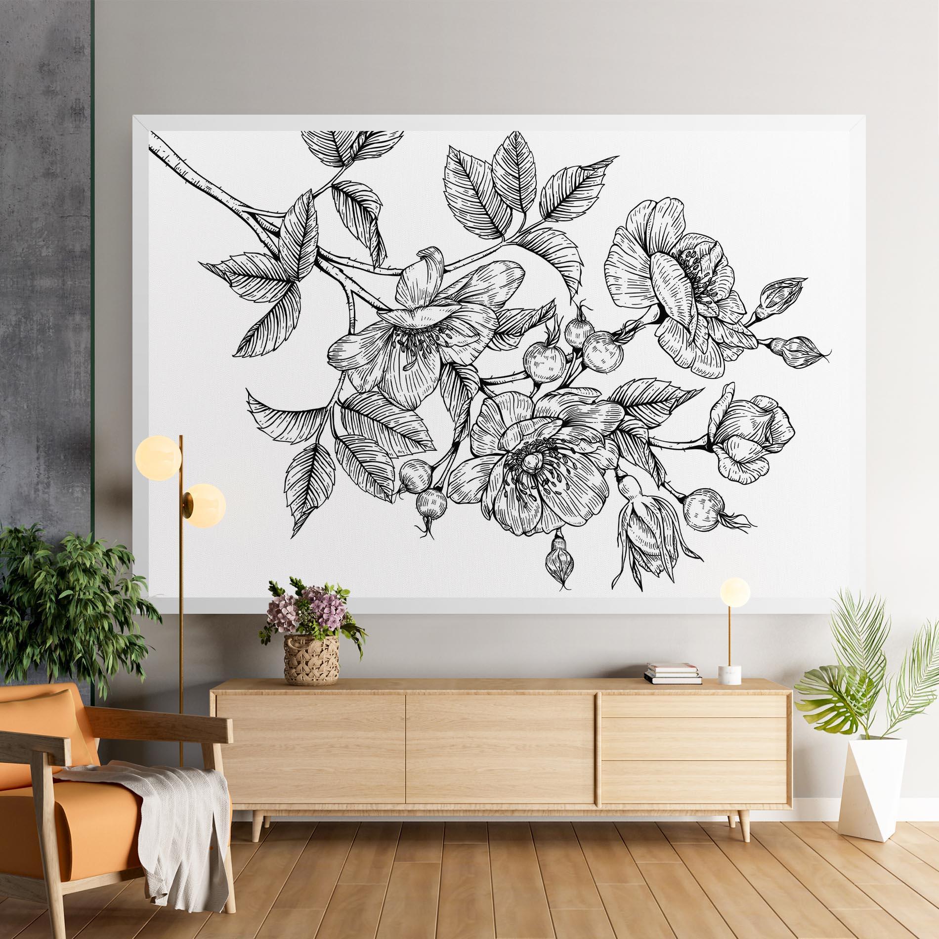 Tablou Canvas Rose Black Line mockup 9