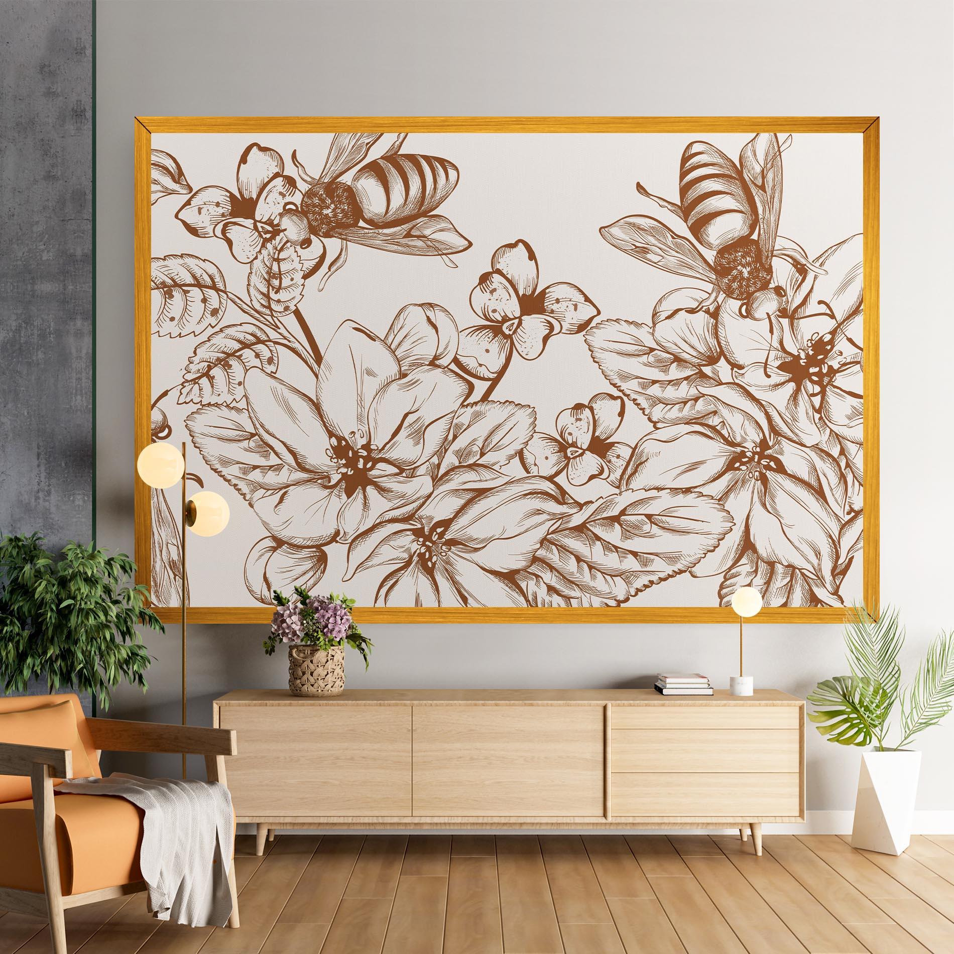 Tablou Canvas Bee Flower Line mockup 9