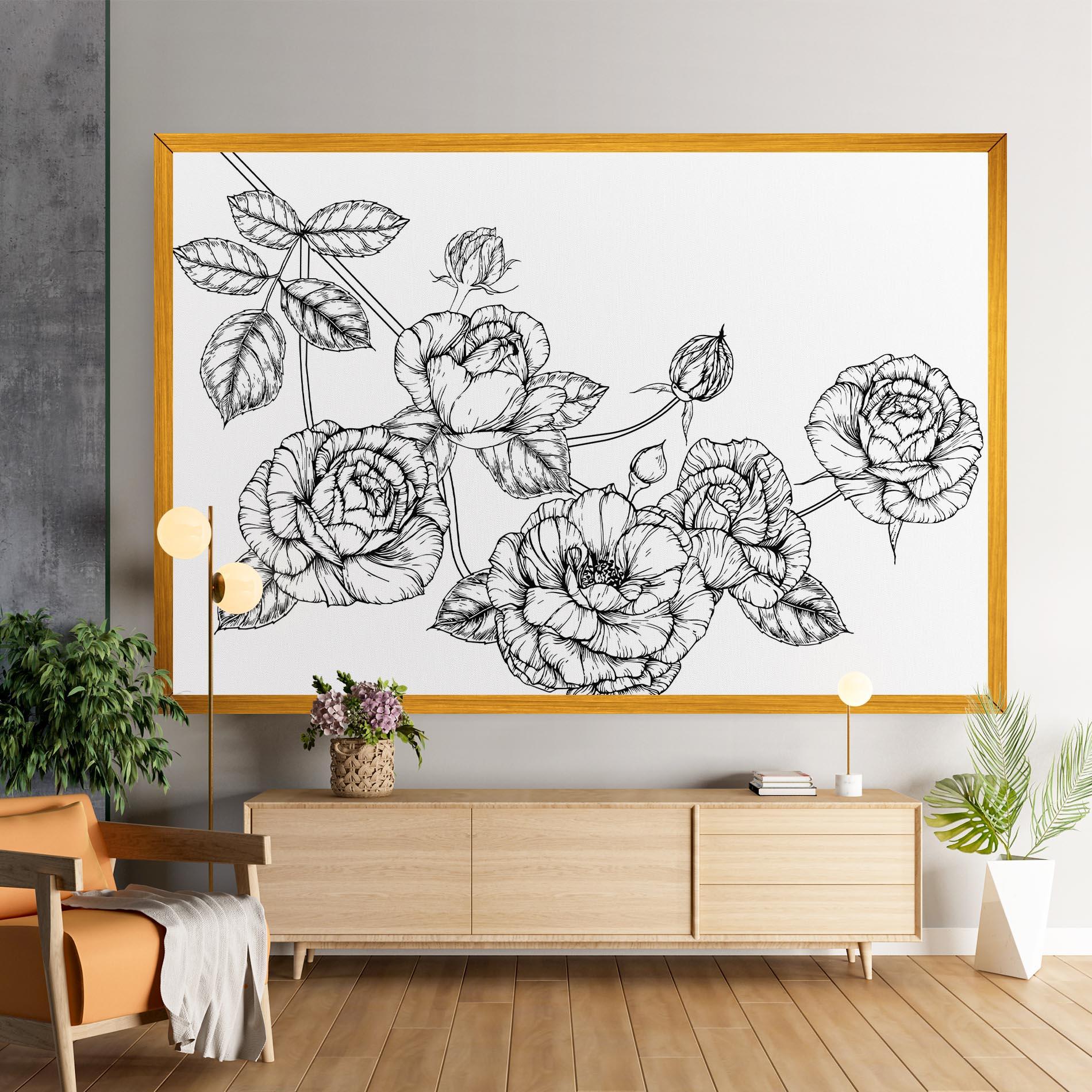 Tablou Canvas Big Roses Line mockup 9