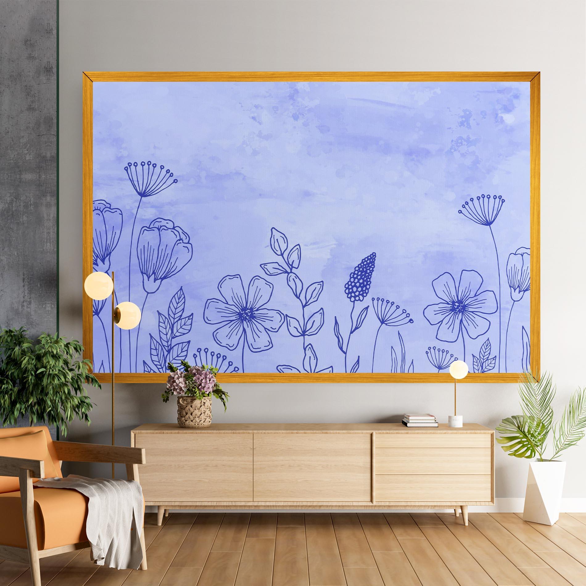 Tablou Canvas Blue Line Plant mockup 9