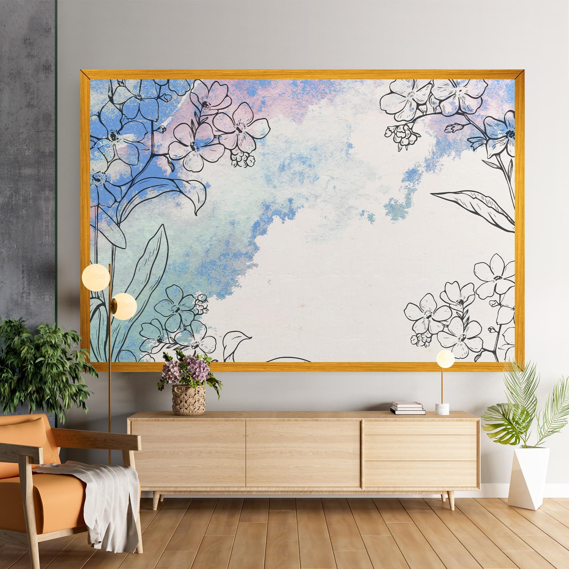 Tablou Canvas Blue Watercolor Flower mockup 9