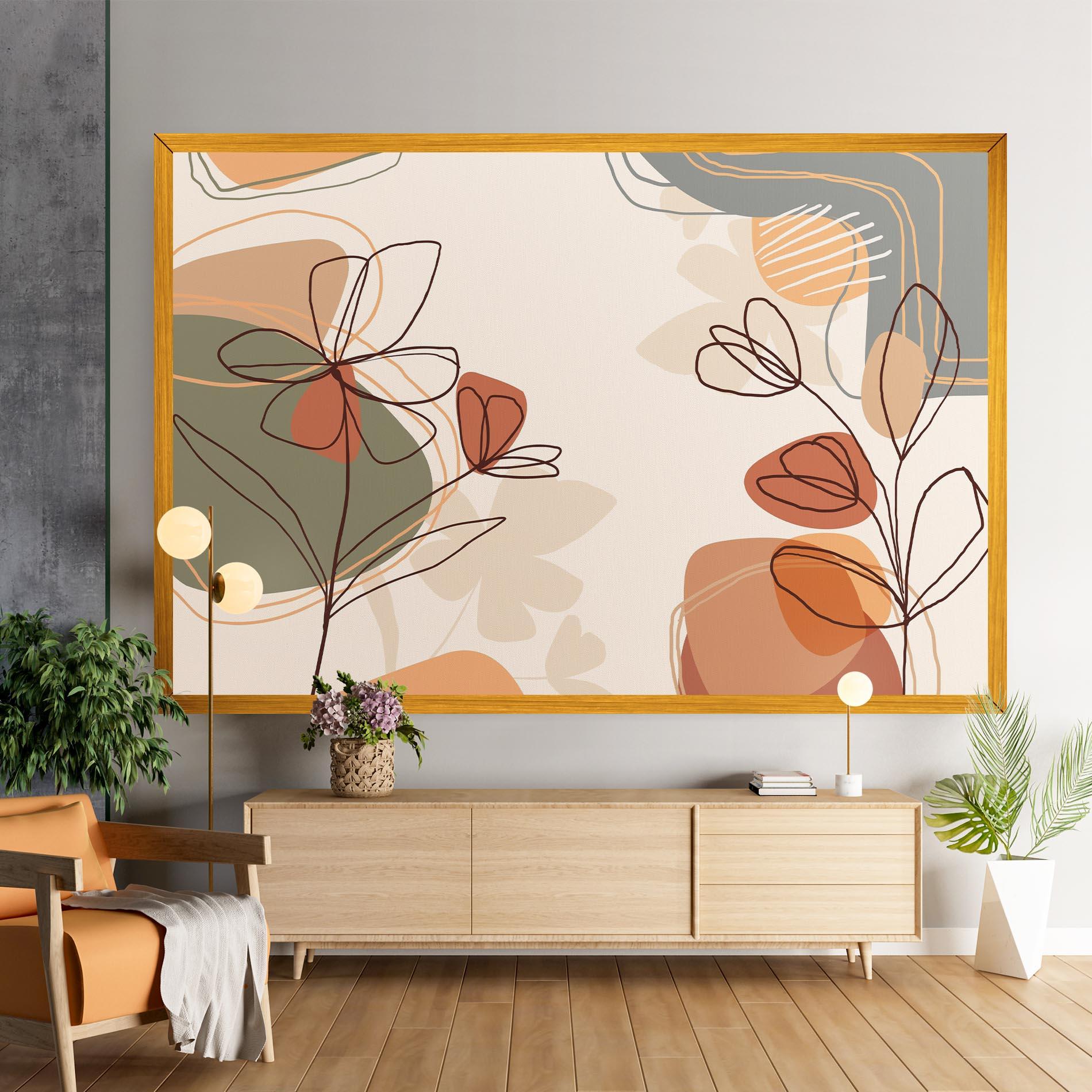 Tablou Canvas Brown Line Plants mockup 9