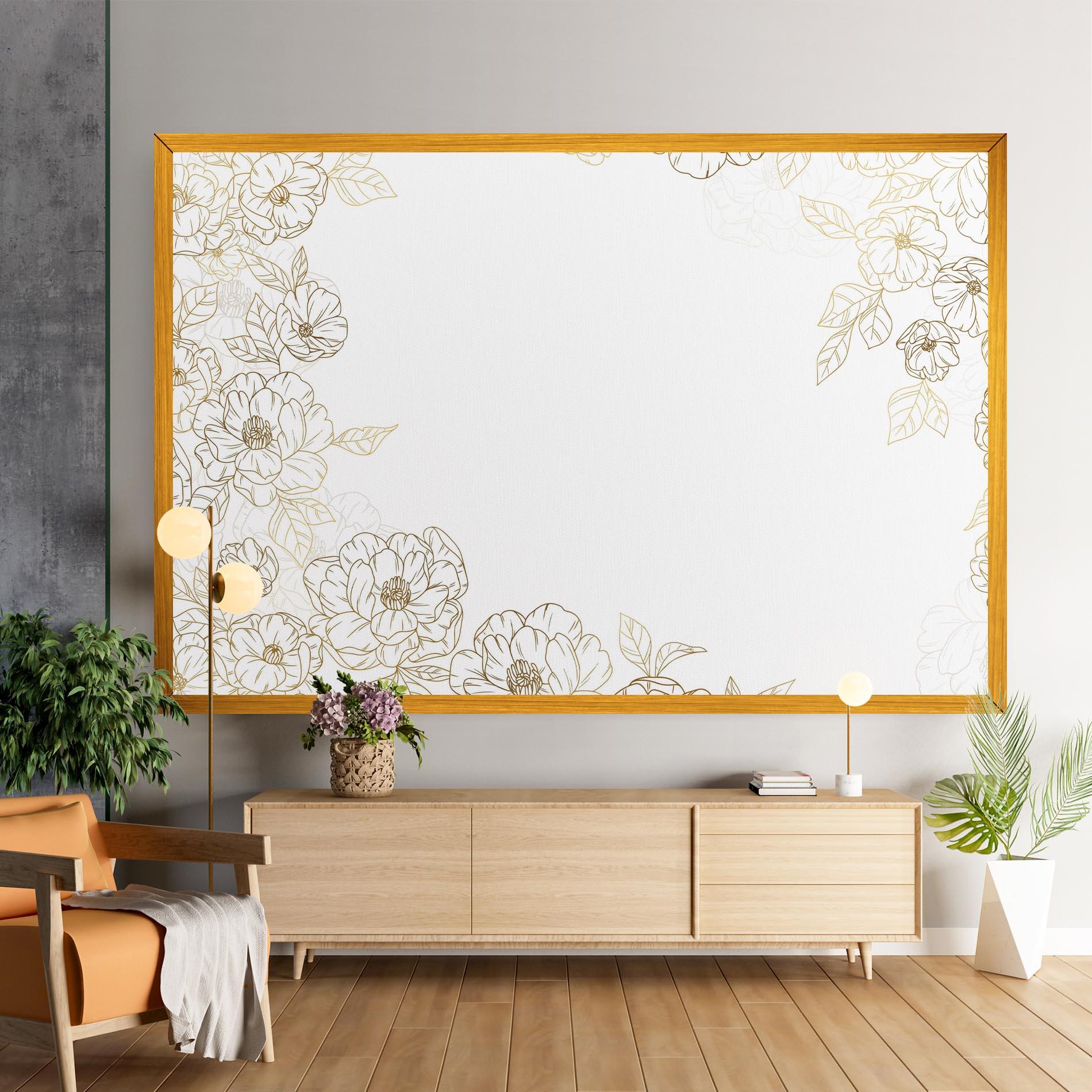 Tablou Canvas Flower Gold Line mockup 9