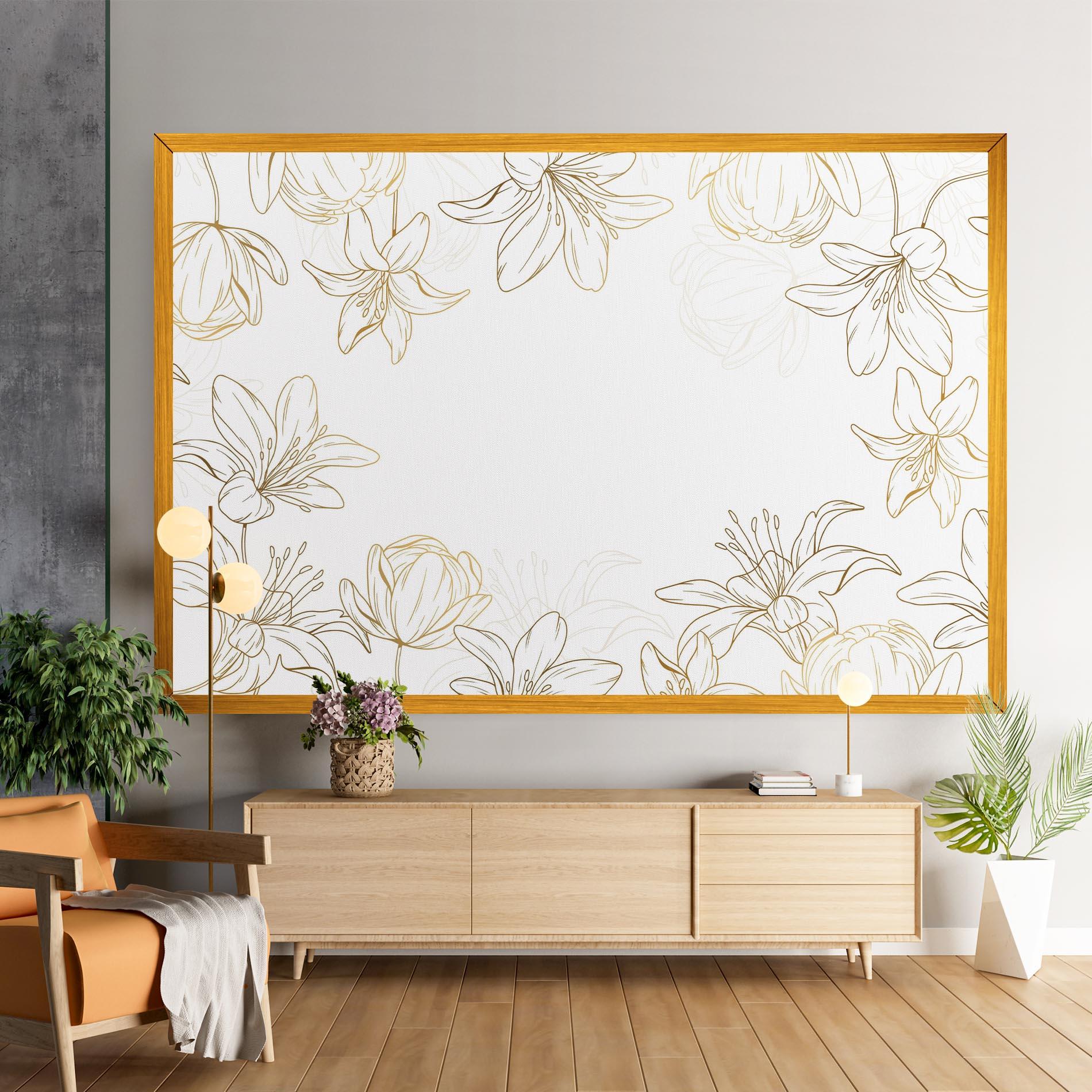 Tablou Canvas Gold Line Flower mockup 9