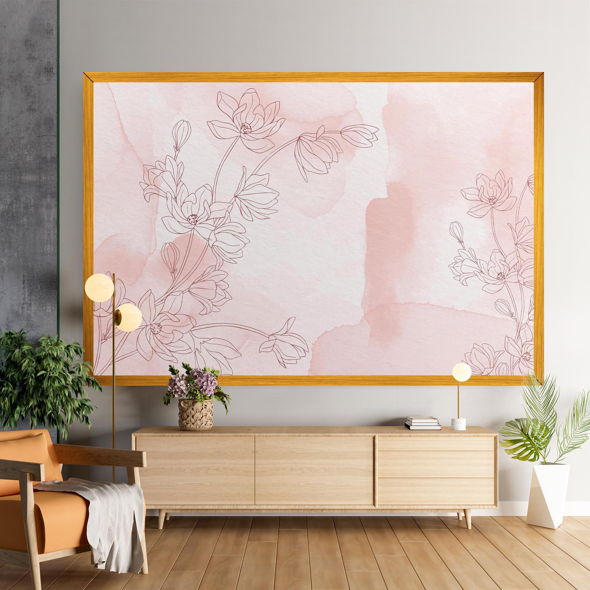 Tablou Canvas Pink Flower Line mockup 9