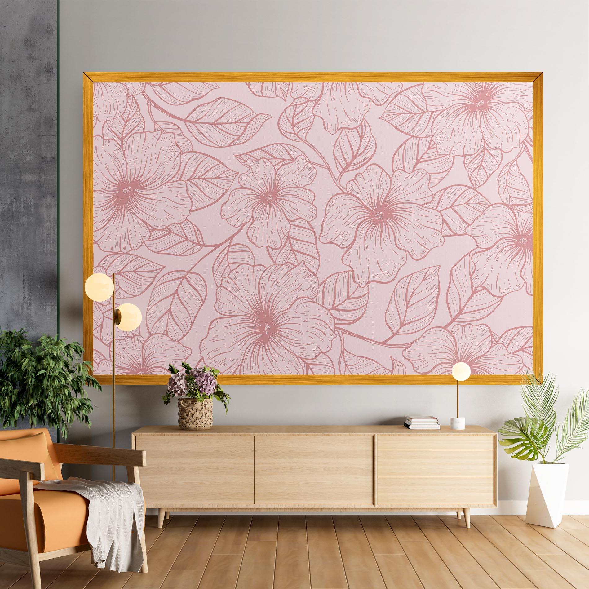 Tablou Canvas Pink Line Flower mockup 9