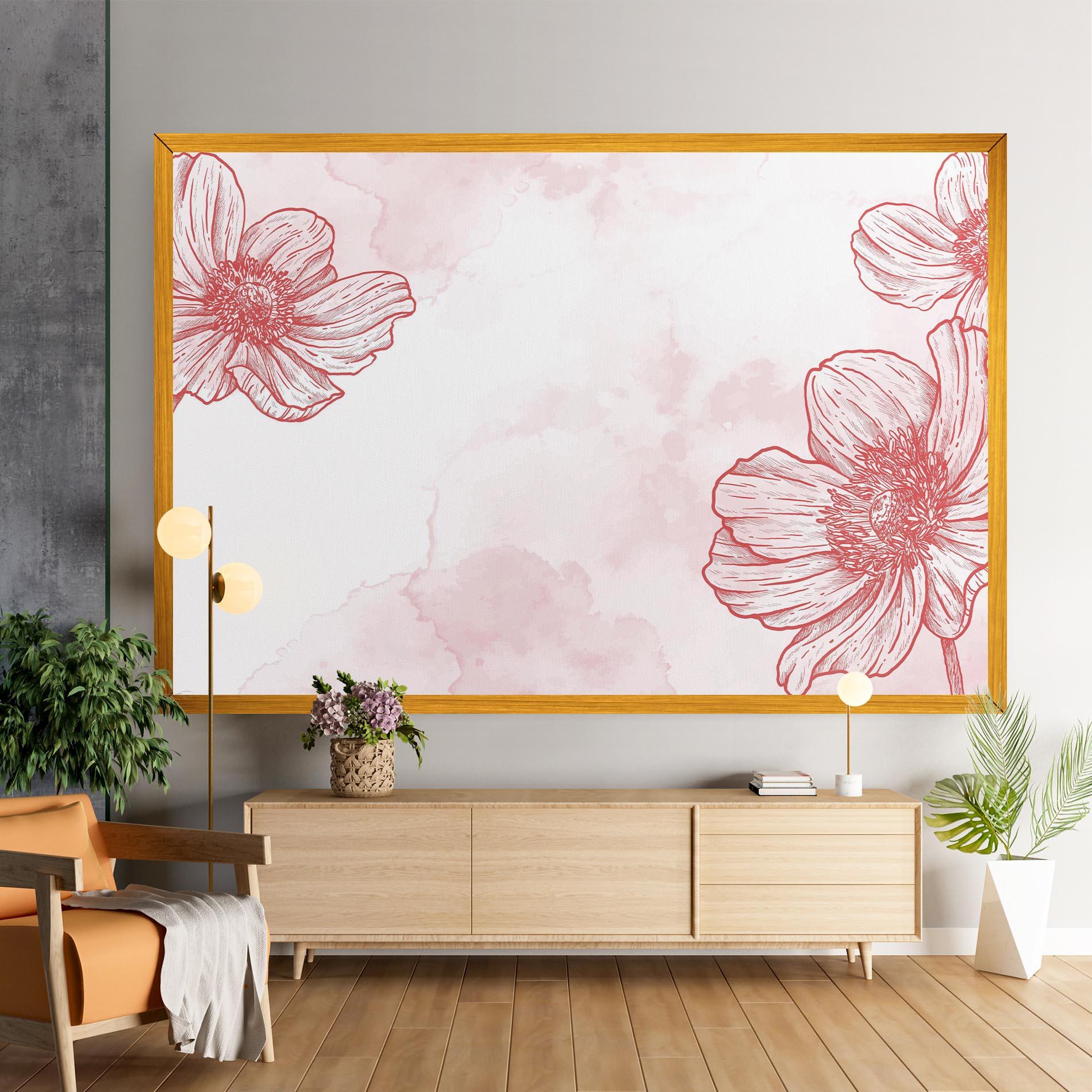 Tablou Canvas Red Flower Line mockup 9