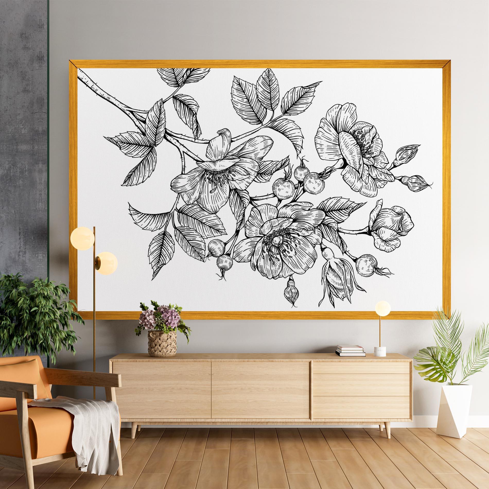 Tablou Canvas Rose Black Line mockup 9