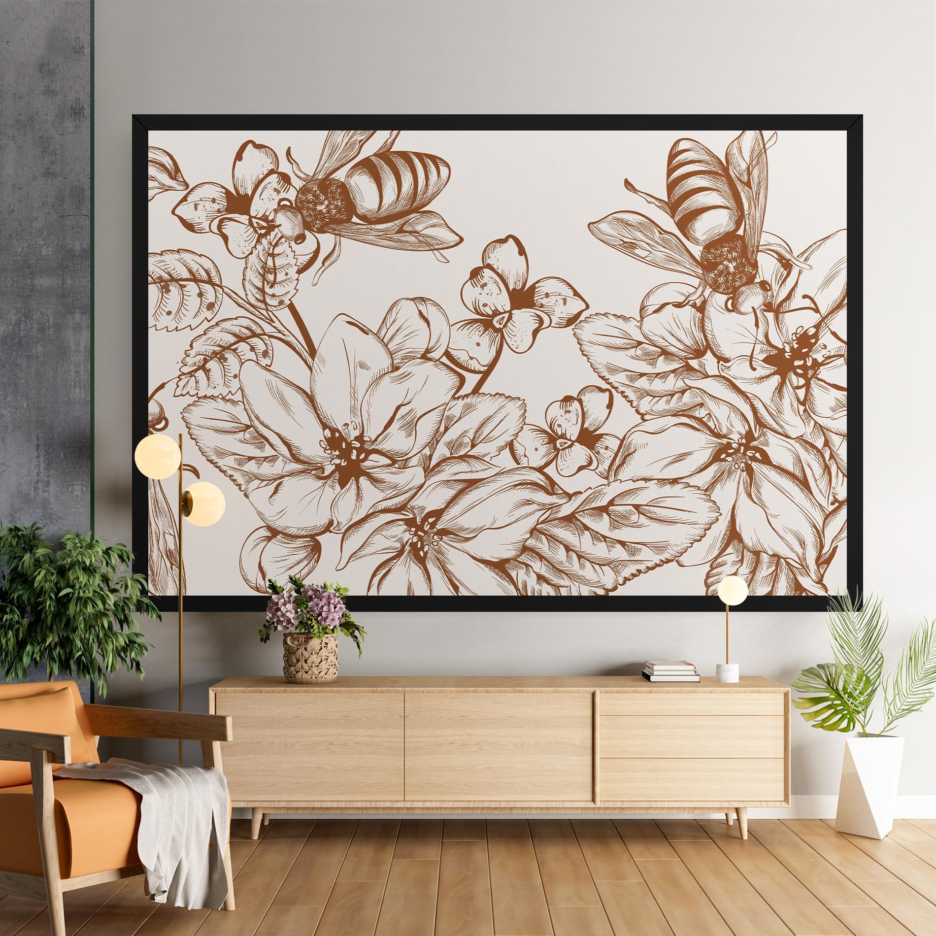 Tablou Canvas Bee Flower Line mockup 9