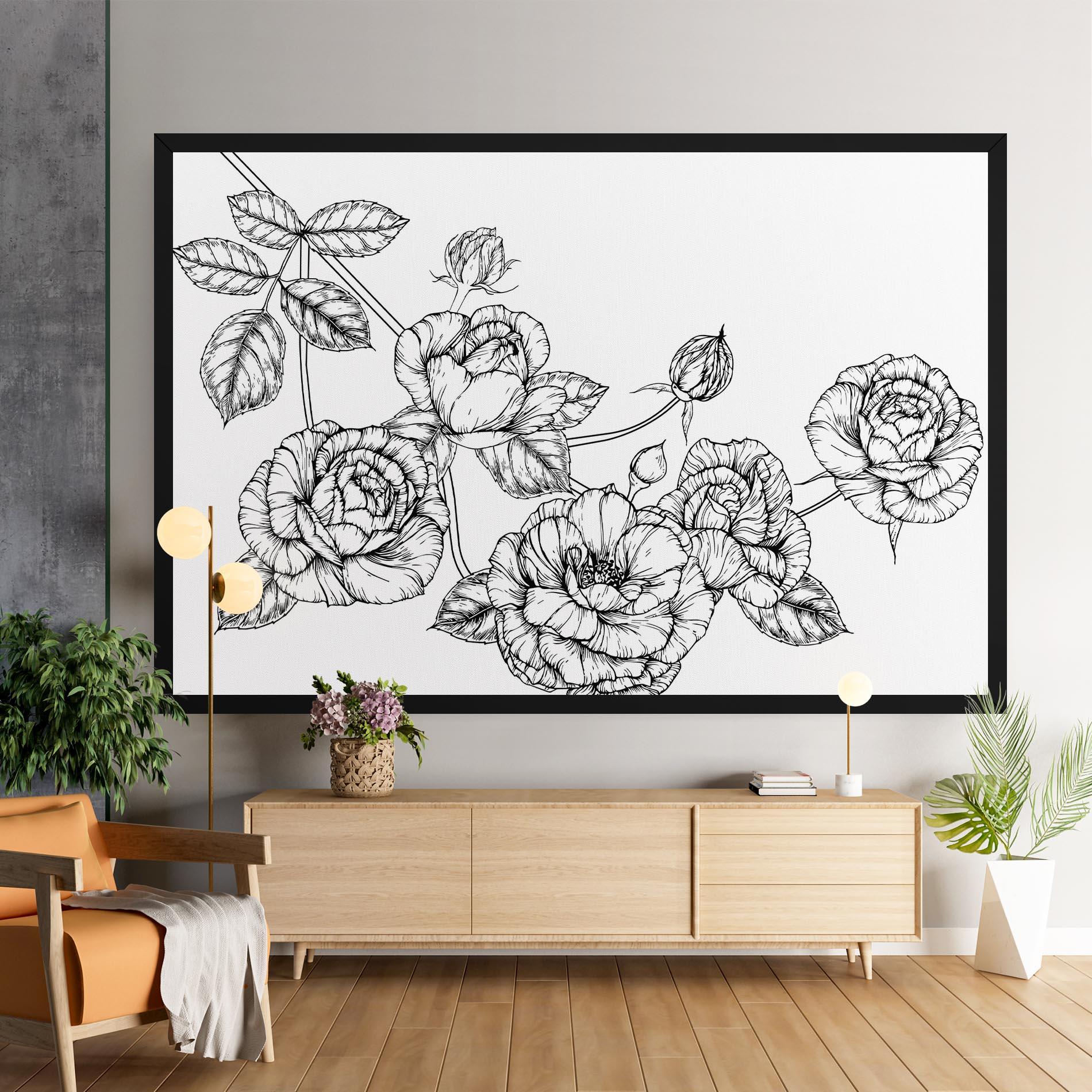 Tablou Canvas Big Roses Line mockup 9
