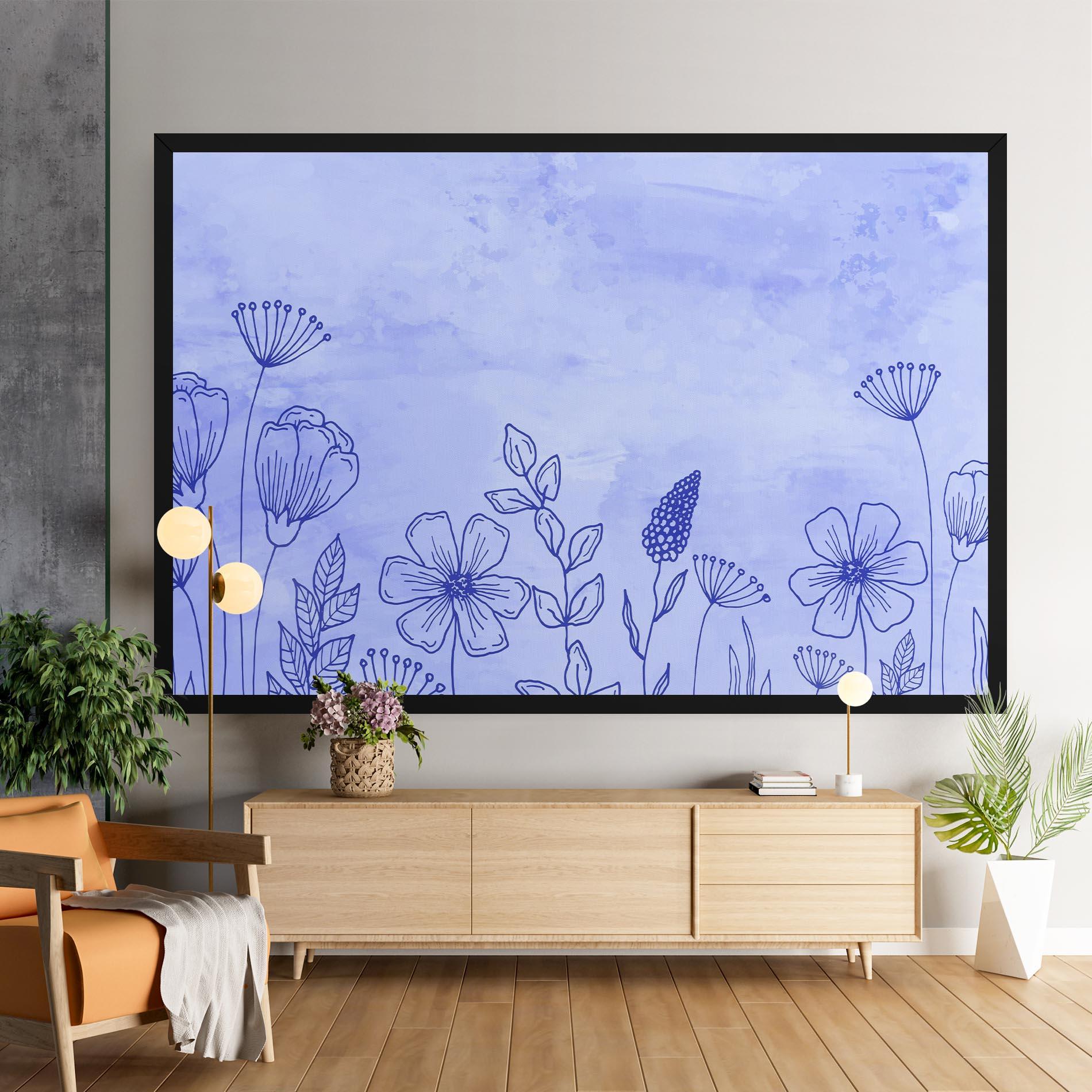 Tablou Canvas Blue Line Plant mockup 9