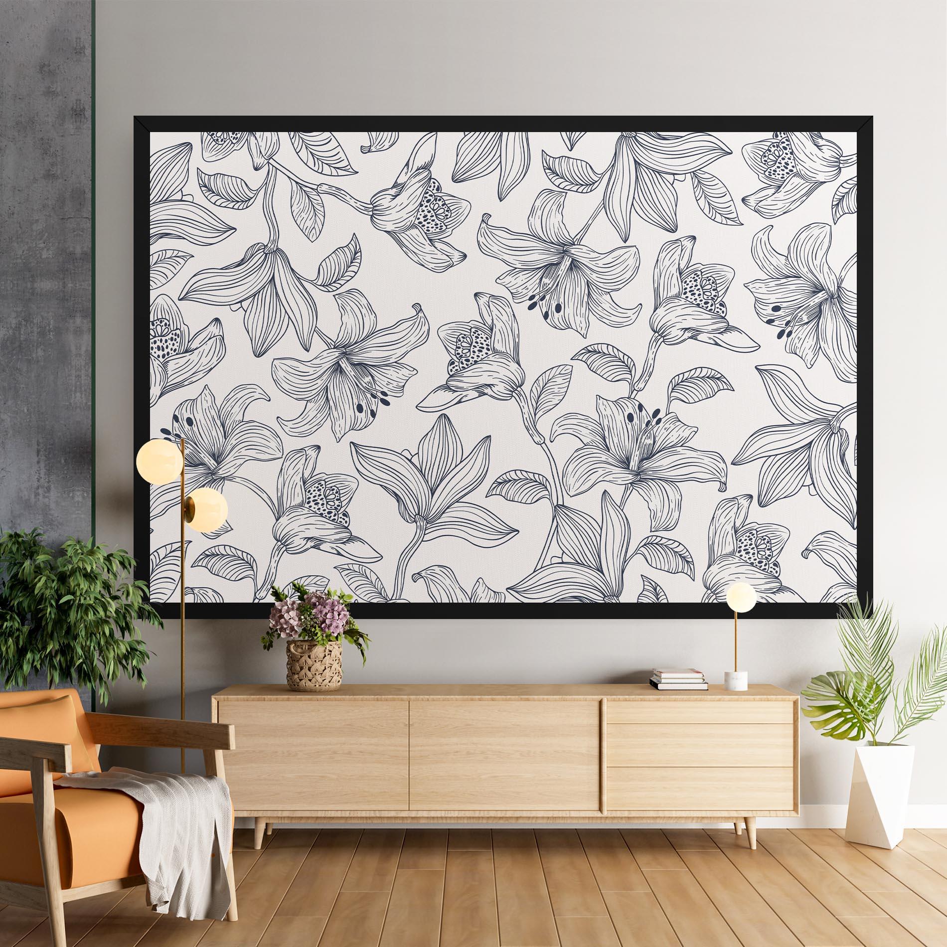 Tablou Canvas Blue Patern Flower mockup 9