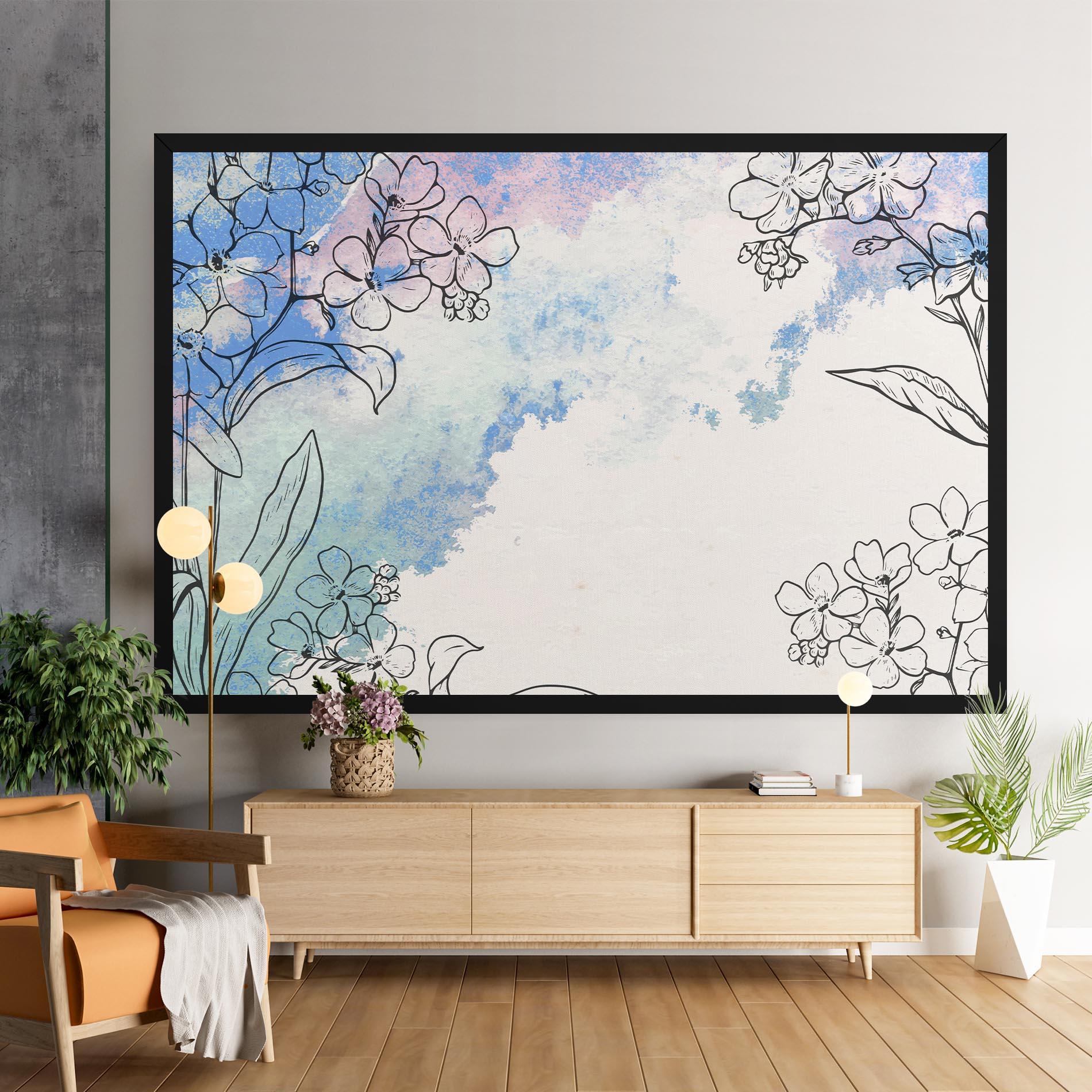 Tablou Canvas Blue Watercolor Flower mockup 9