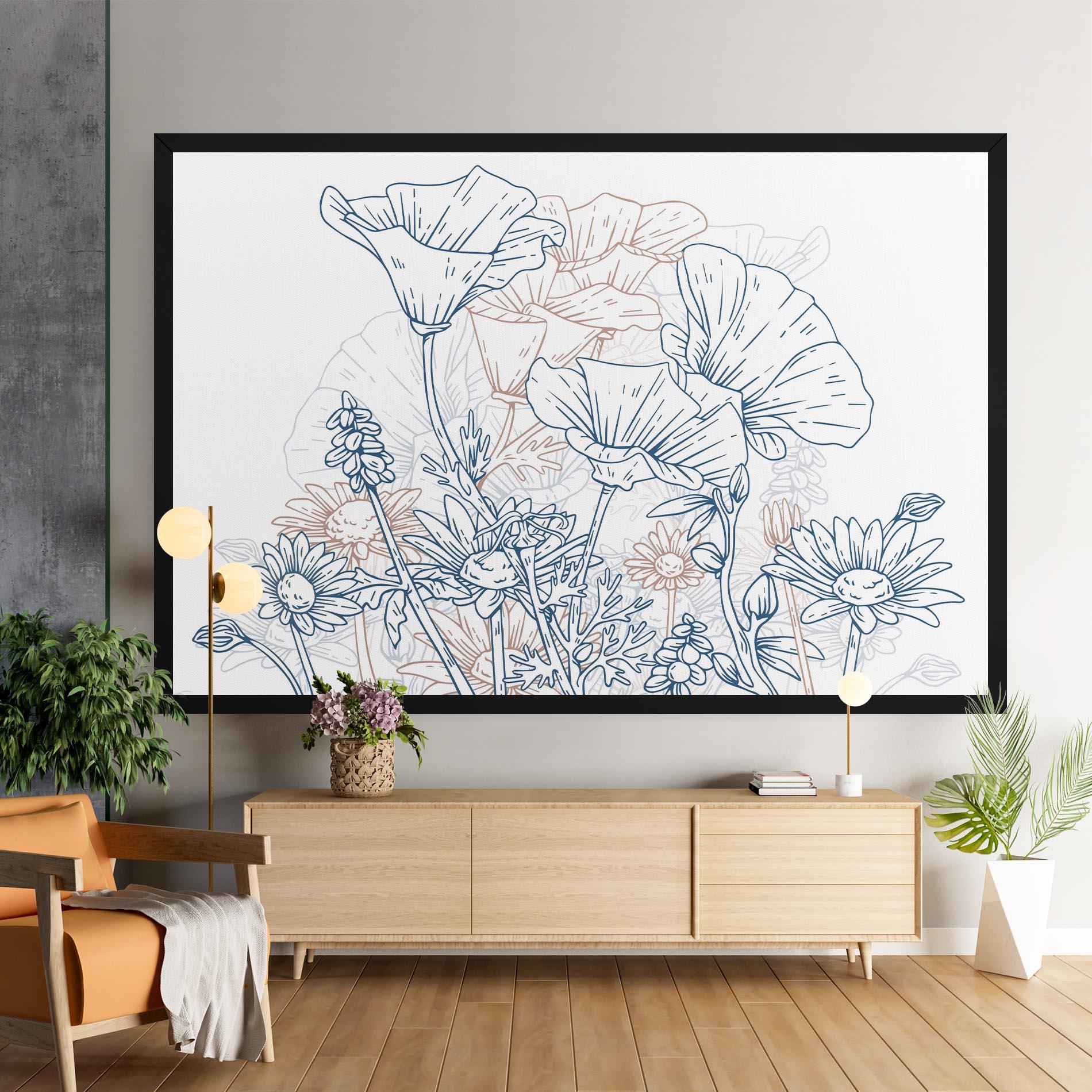 Tablou Canvas Cream Blue Line mockup 9