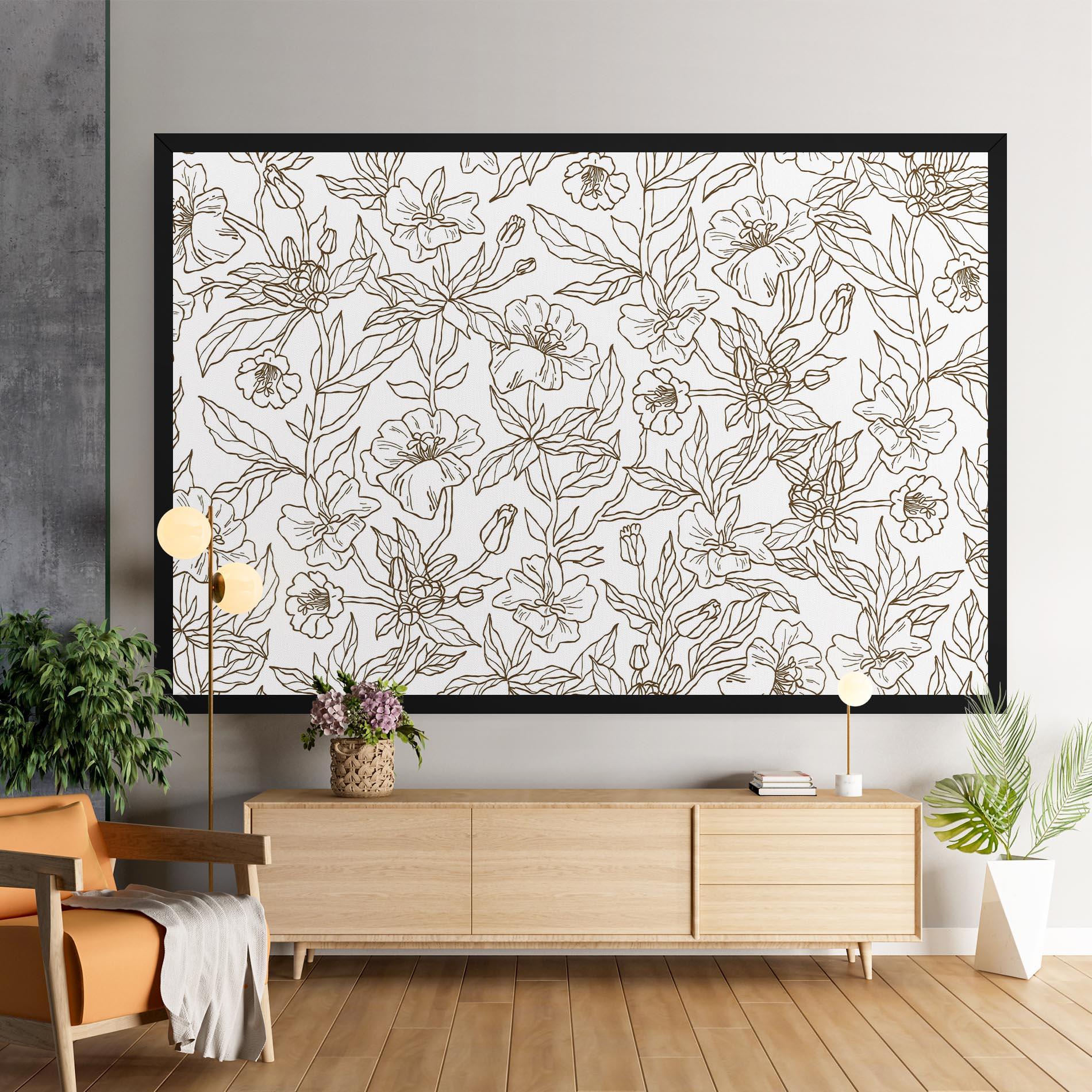 Tablou Canvas Cream Line Flowers mockup 9