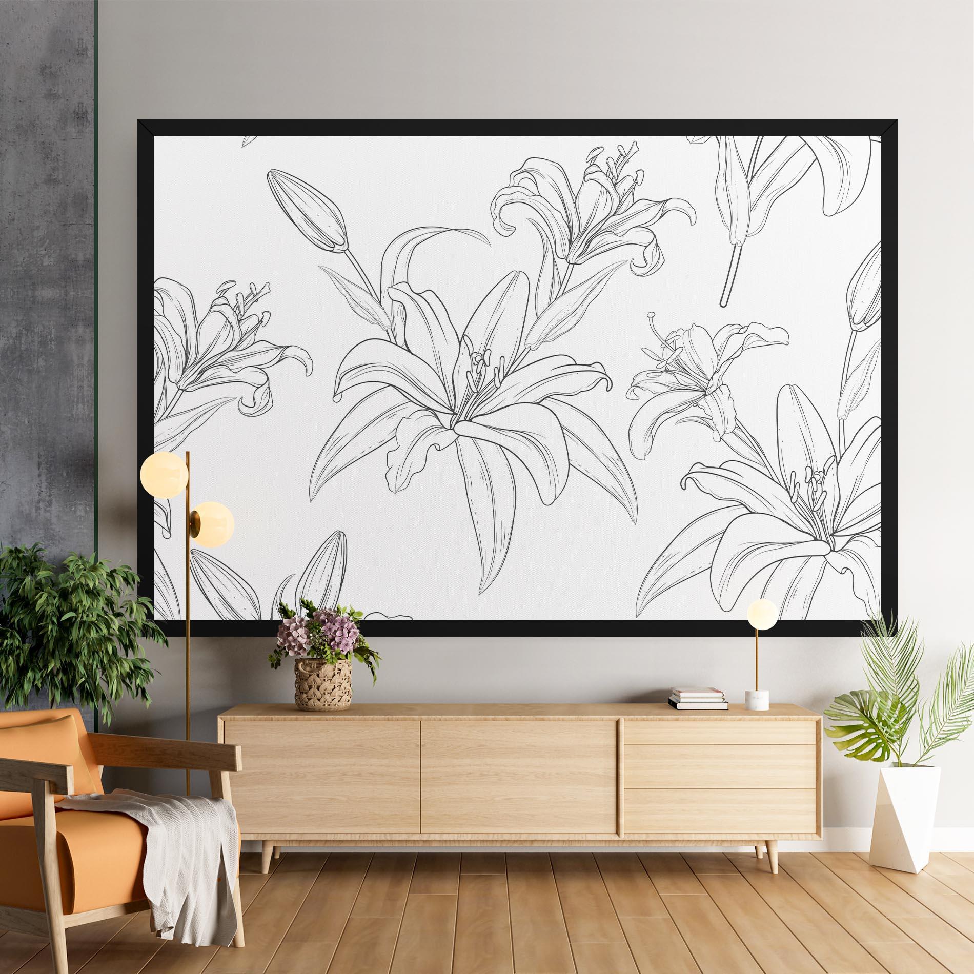 Tablou Canvas Grey Line Flower mockup 9