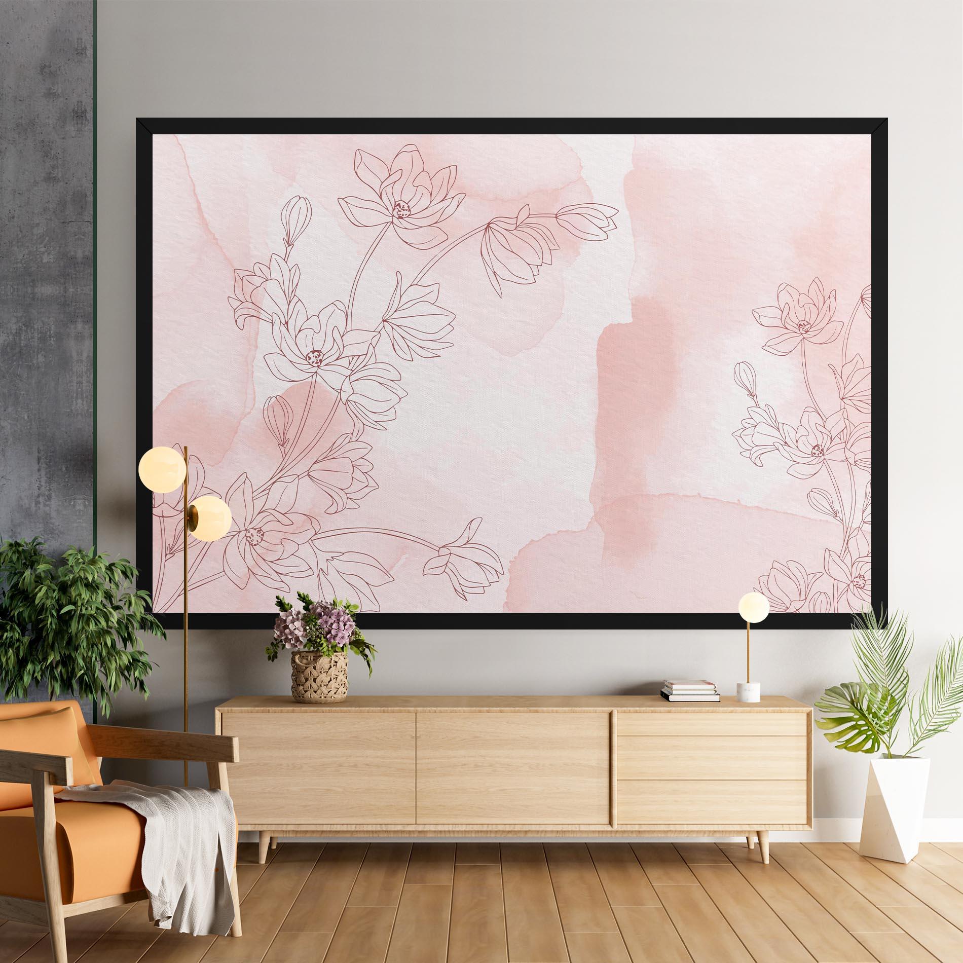 Tablou Canvas Pink Flower Line mockup 9