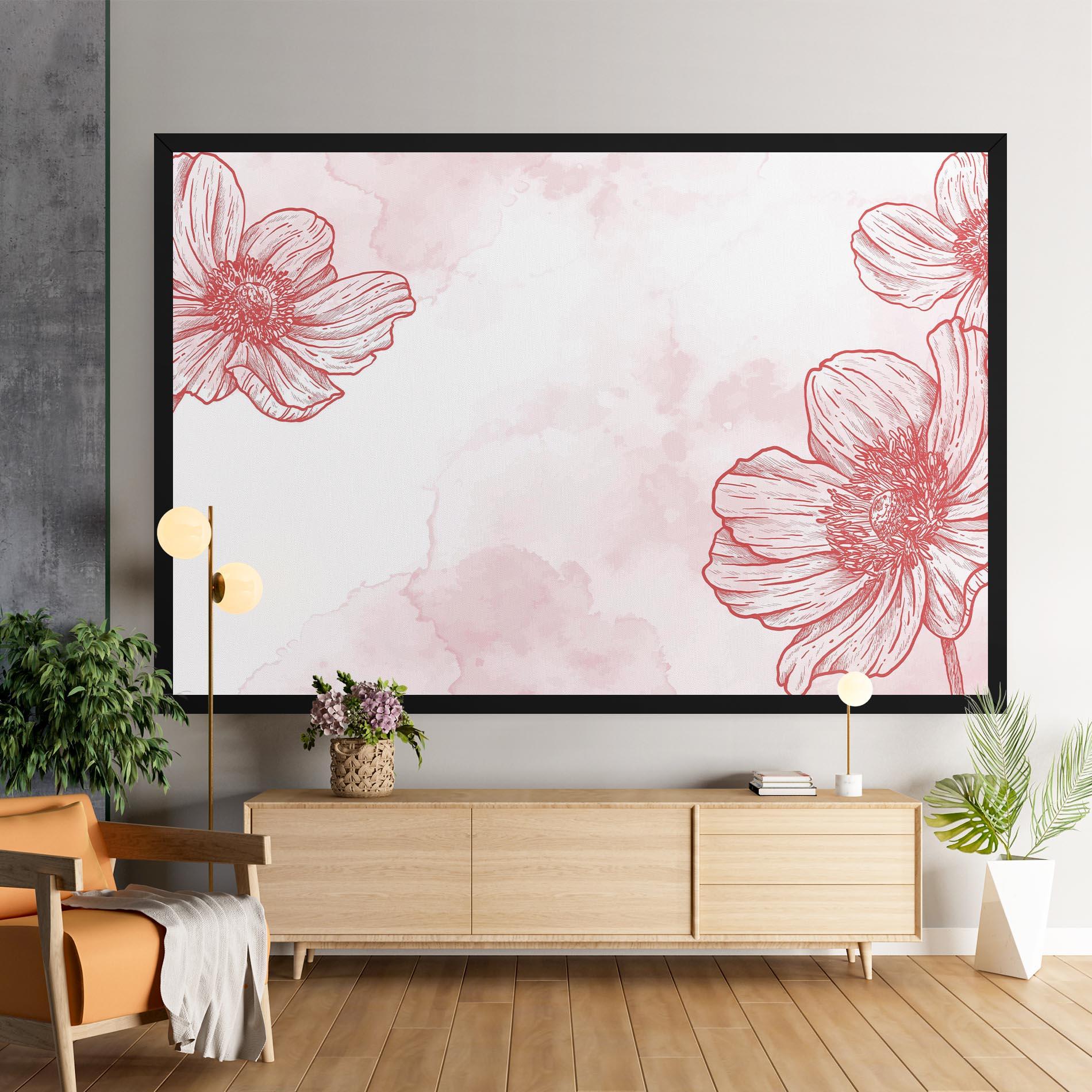 Tablou Canvas Red Flower Line mockup 9