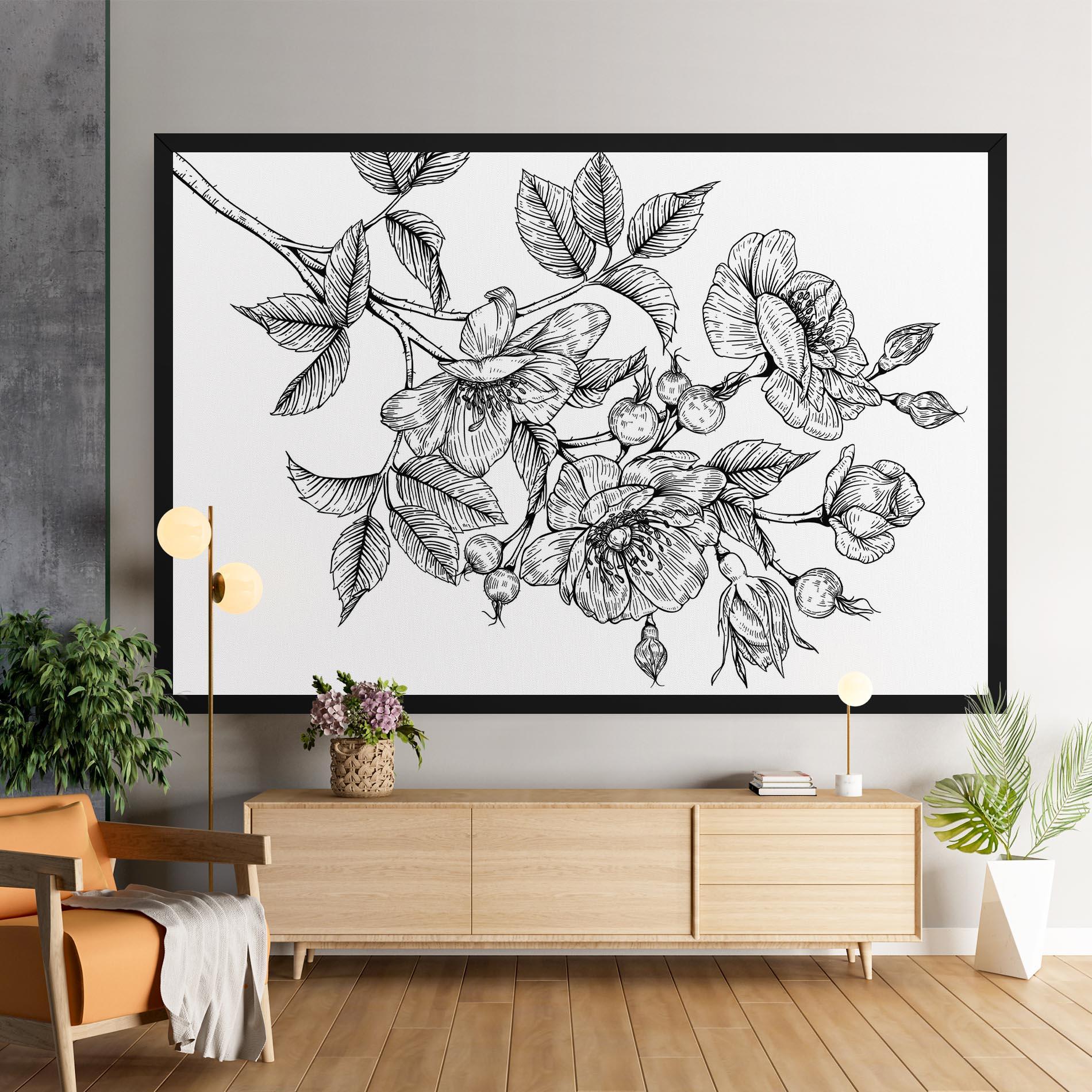 Tablou Canvas Rose Black Line mockup 9