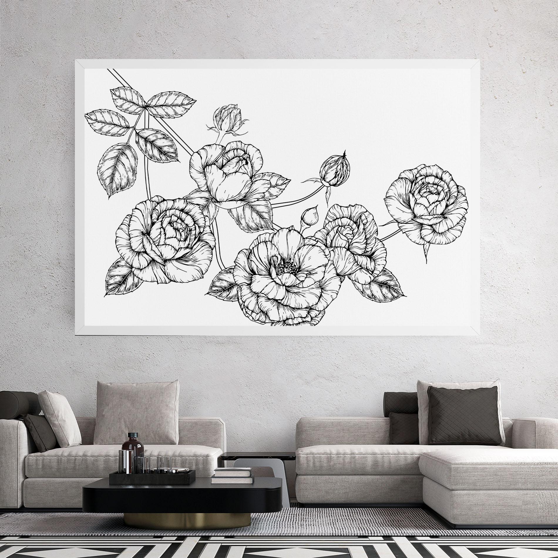 Tablou Canvas Big Roses Line mockup 2