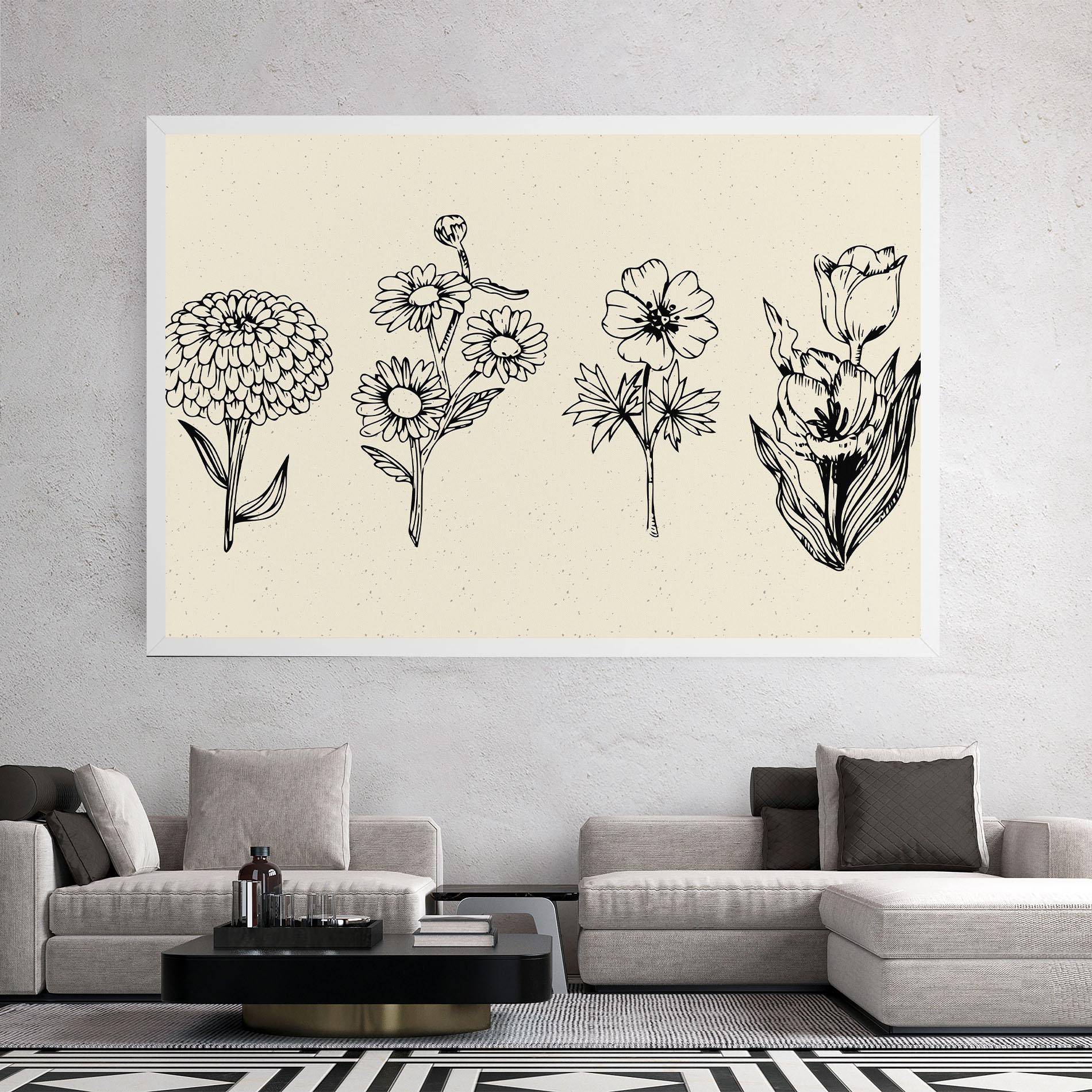 Tablou Canvas Black Line Cream mockup 2