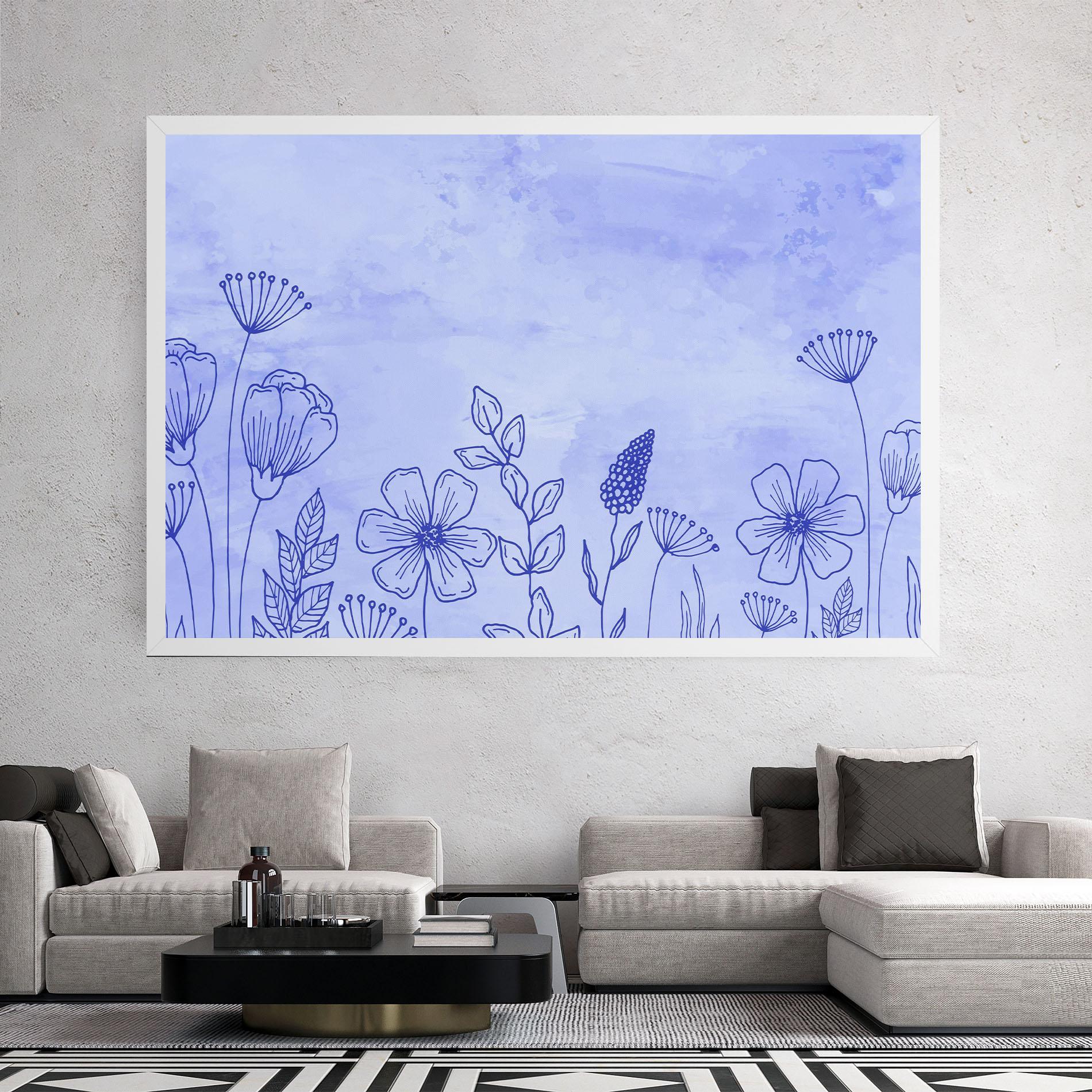 Tablou Canvas Blue Line Plant mockup 2