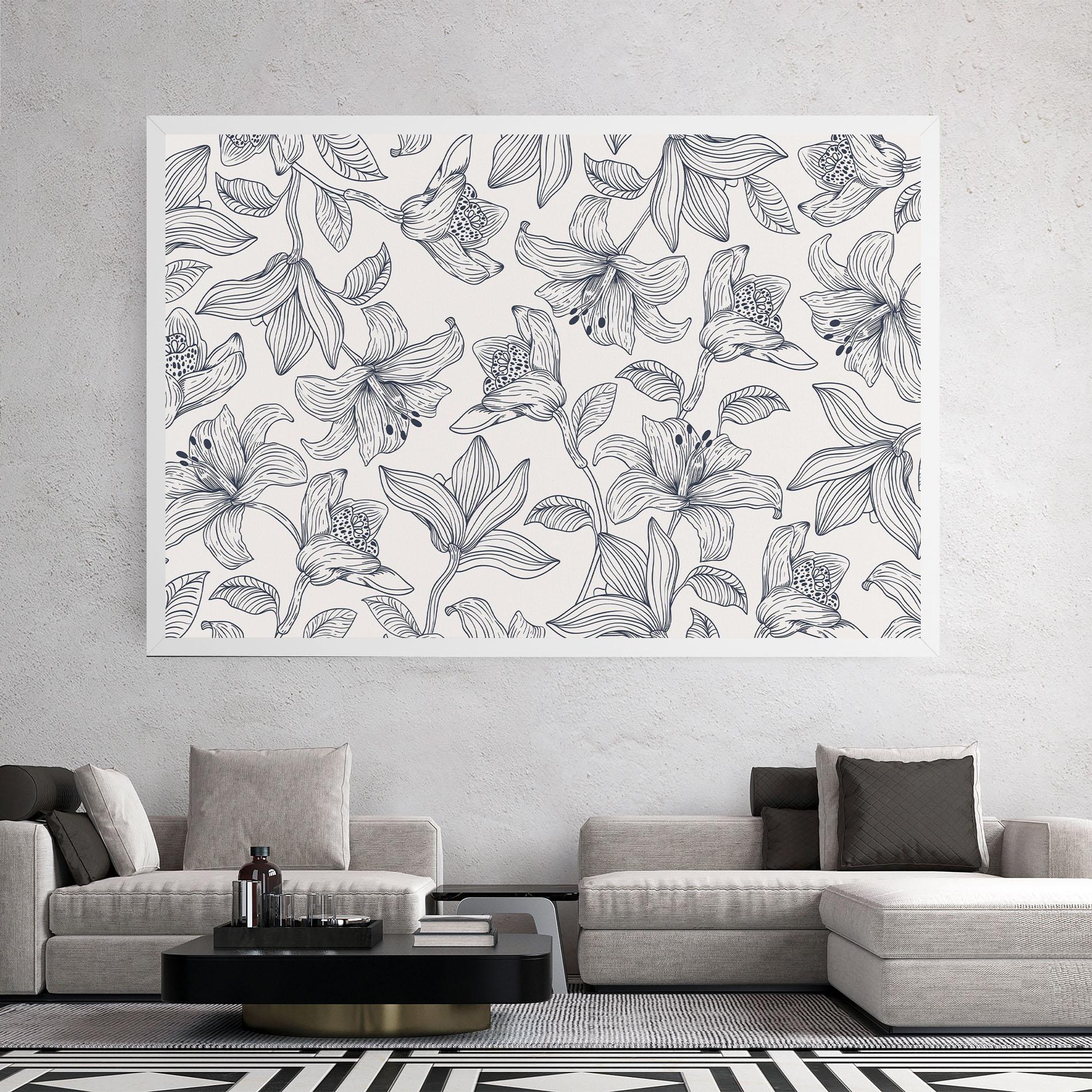 Tablou Canvas Blue Patern Flower mockup 2